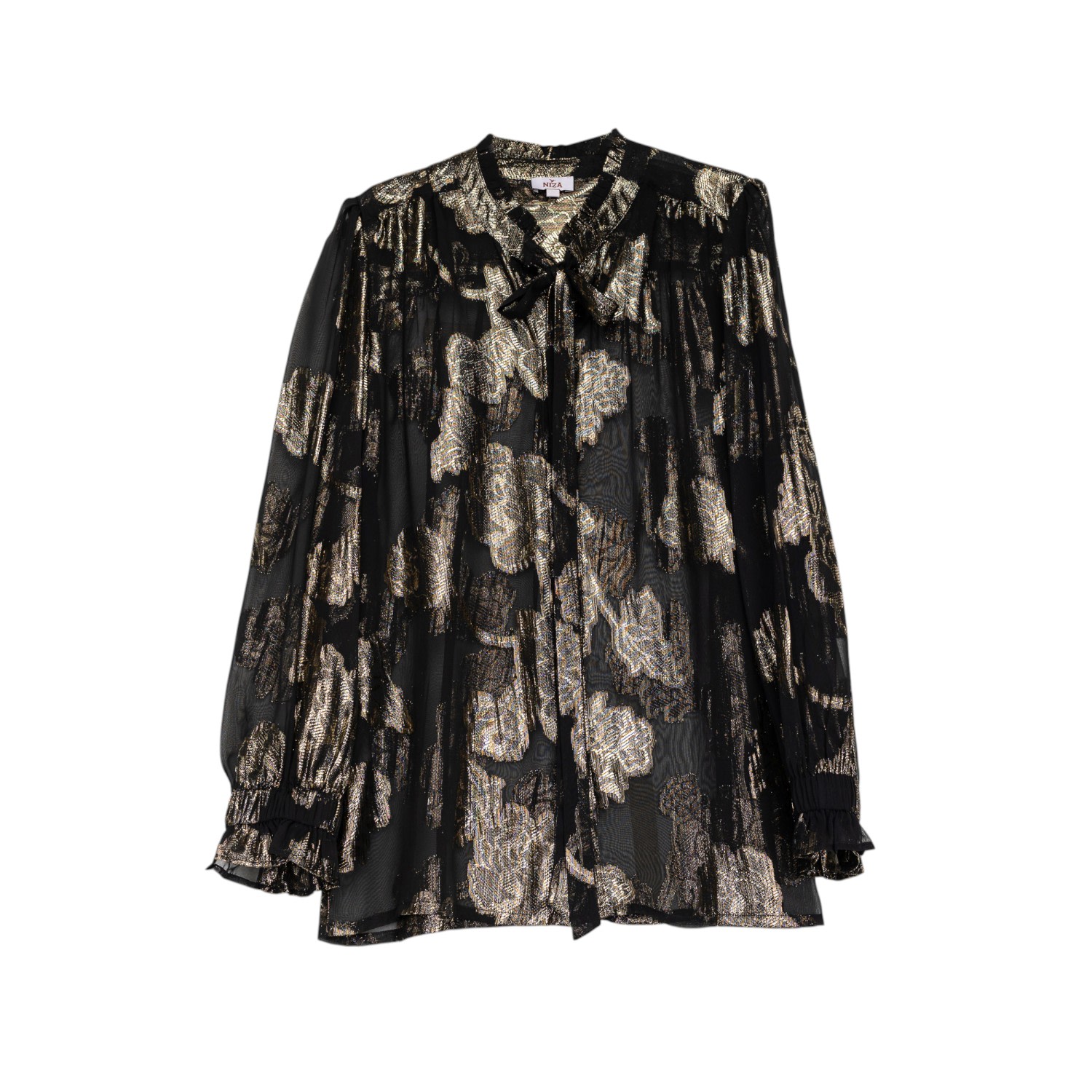 Niza Women's White Black Long Sleeved Blouse In Brown