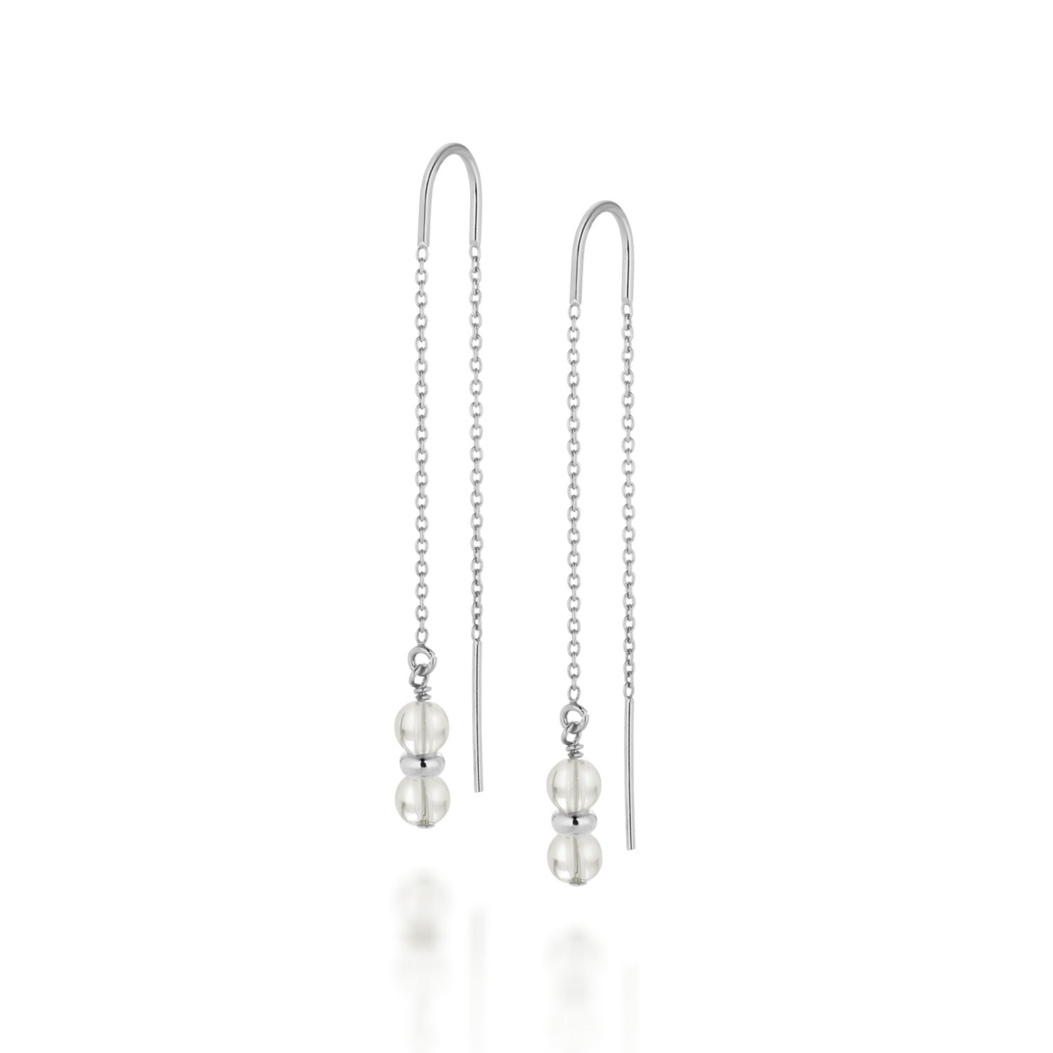 Nellou Jewellery Women's Fall Birthstone Earrings April Crystal Sterling Silver In Silver