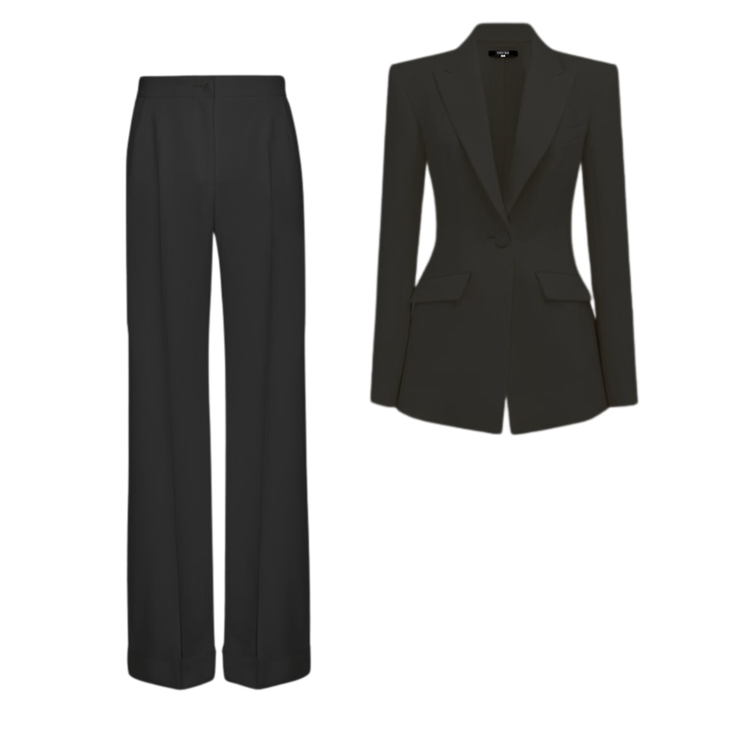 Unum Diem Oversized Blazer & Flared Trouser - Matching Set, Black In Black