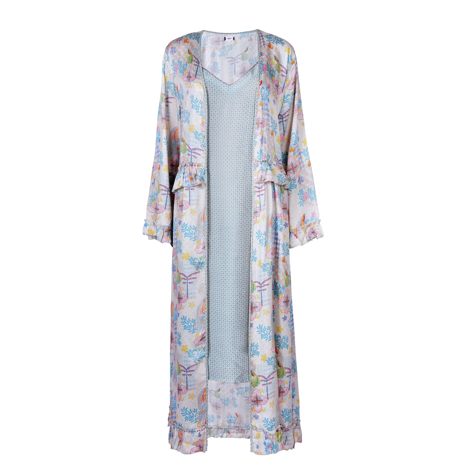 Maison Qala Women's Neutrals Joie Frill Overlay Set In Blue