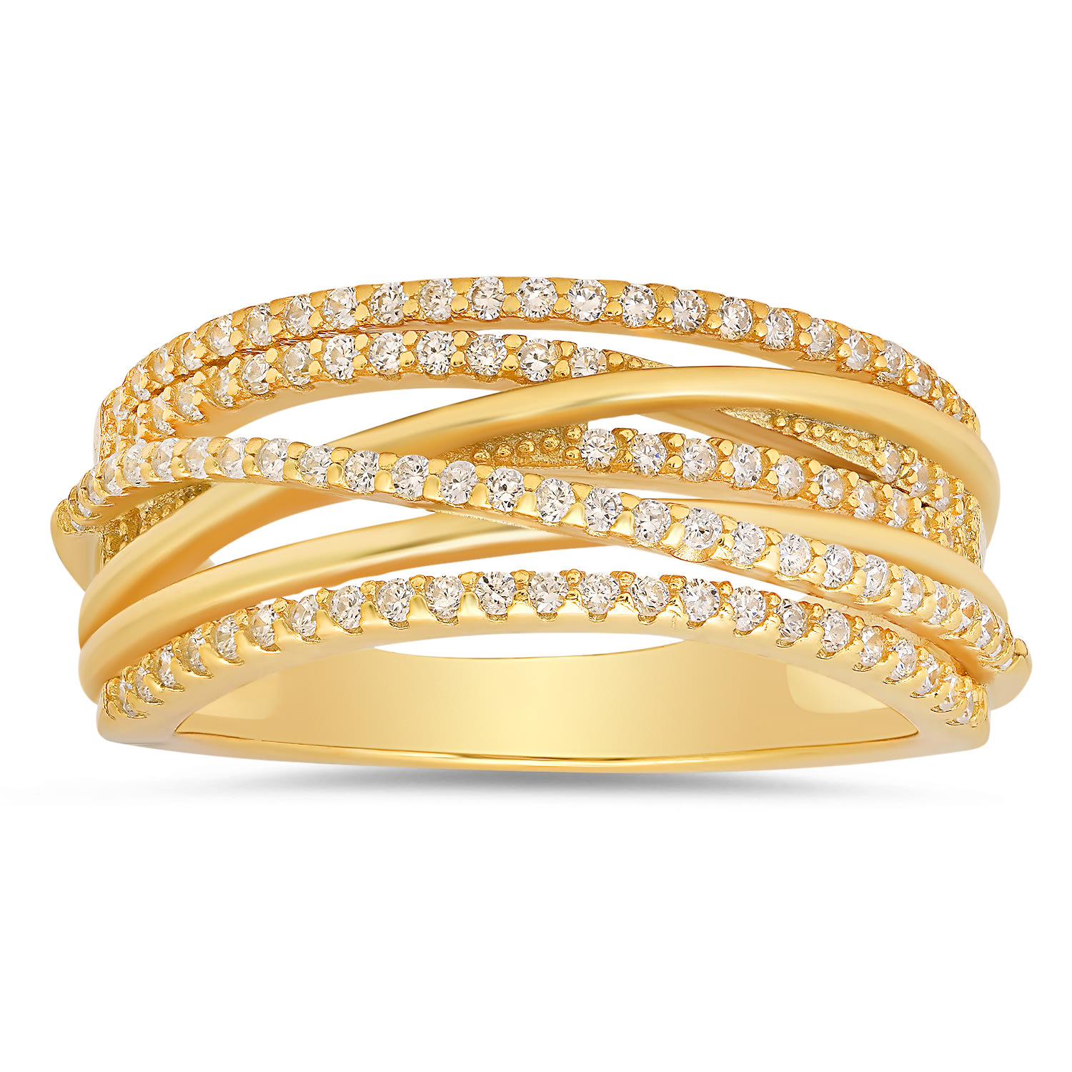 Kylie Harper Women's Gold Diamond Cz Crossover Statement Ring