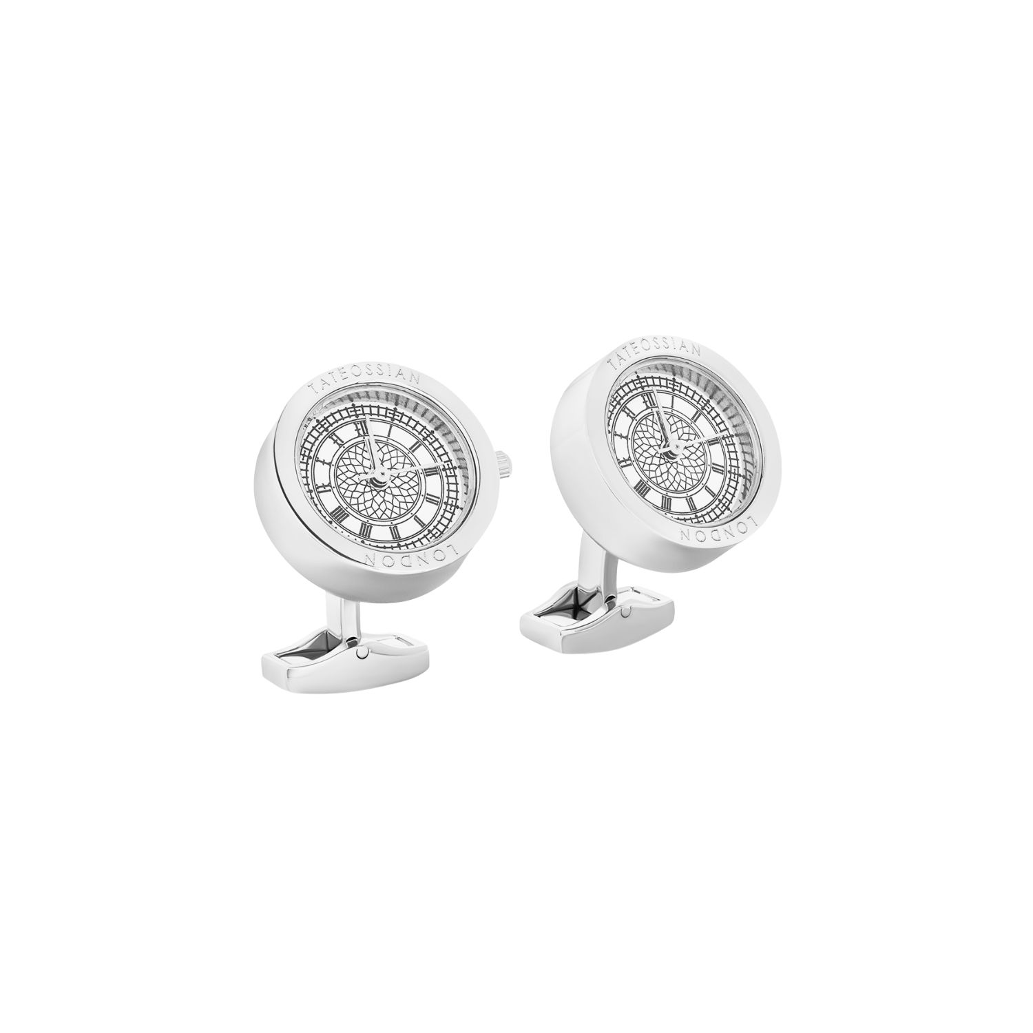 Men's Silver Big Ben Watch Cufflinks In Stainless Steel | Tateossian London