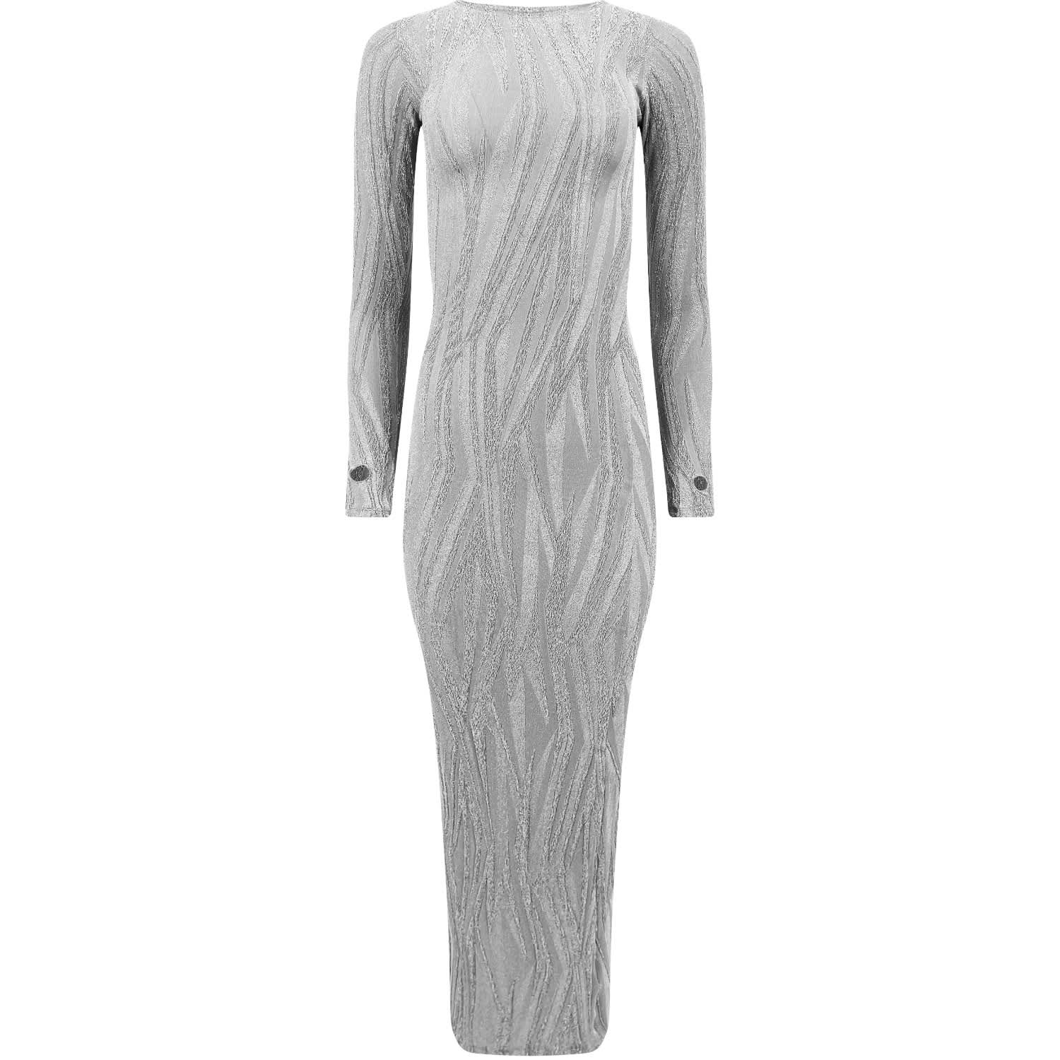 chinese dress ladies TURN BACK TIME SILVER METALLIC MIDI DRESS  AKIRA