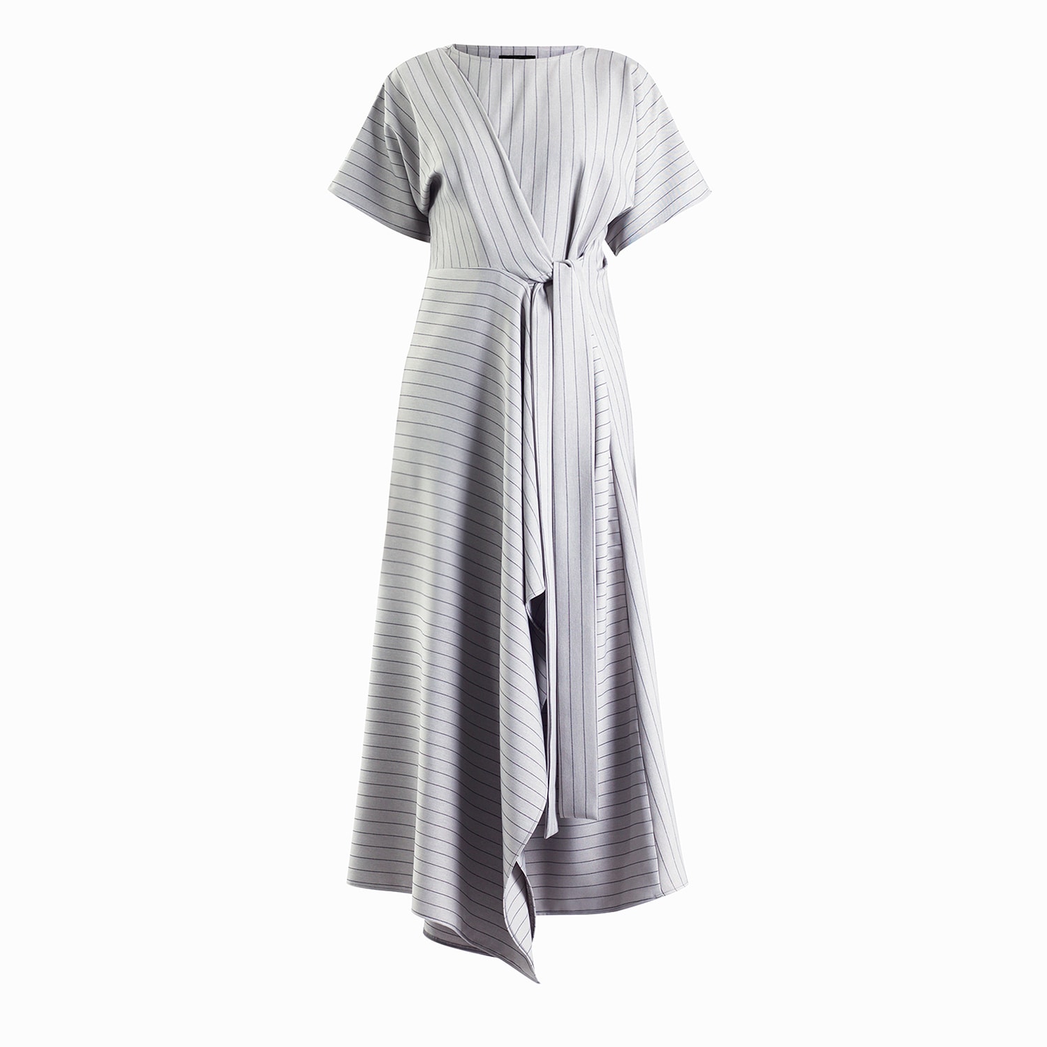 Women’s Baxter Grey Stripe Wrap Dress Large Meem Label