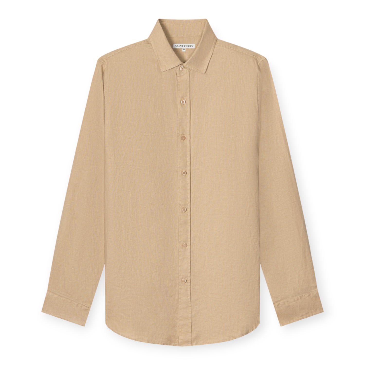 Men’s Neutrals Slim Fit Lightweight Linen Shirt - Beige Small Saint Perry