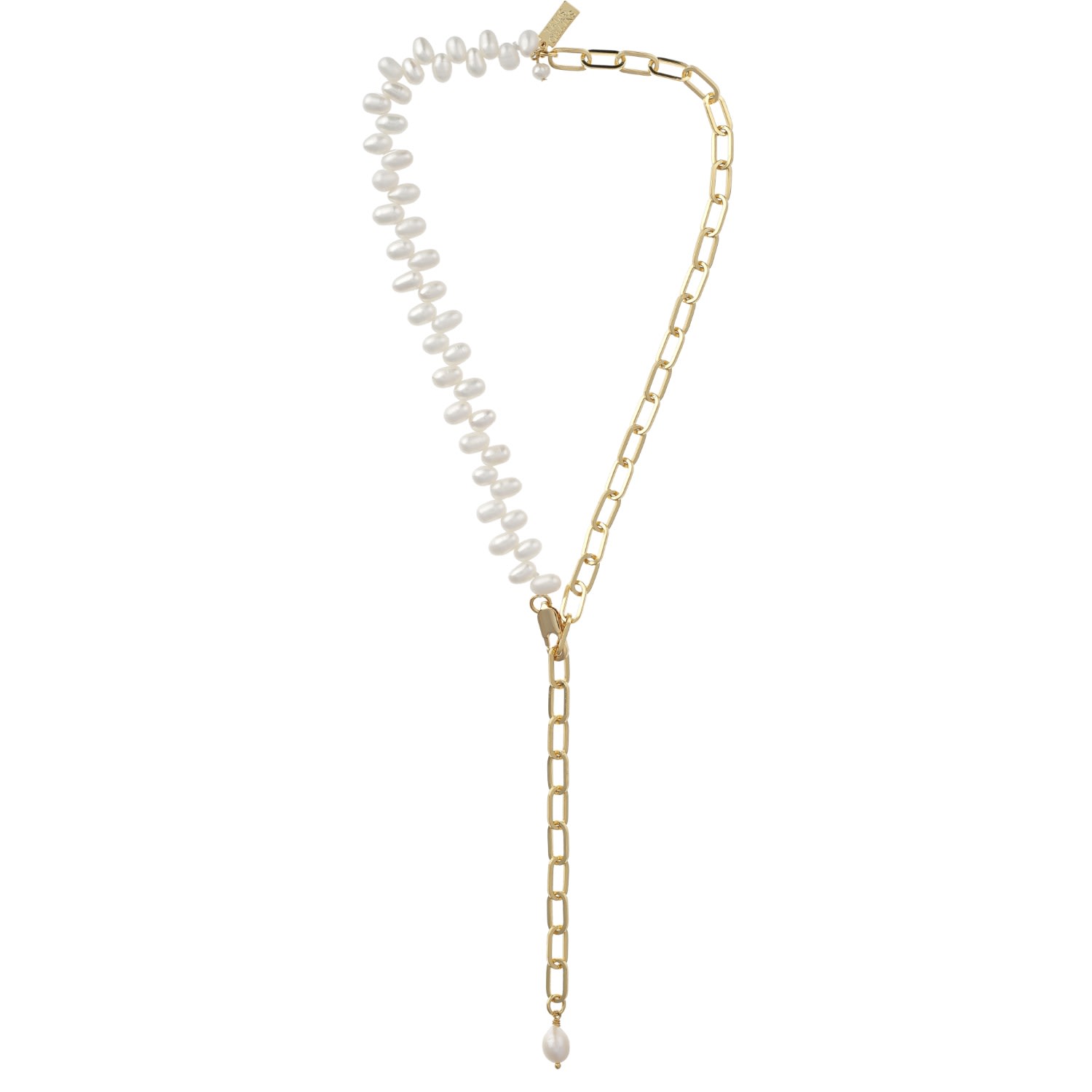 Women’s Gold Pearly Fishbone Necklace Talis Chains