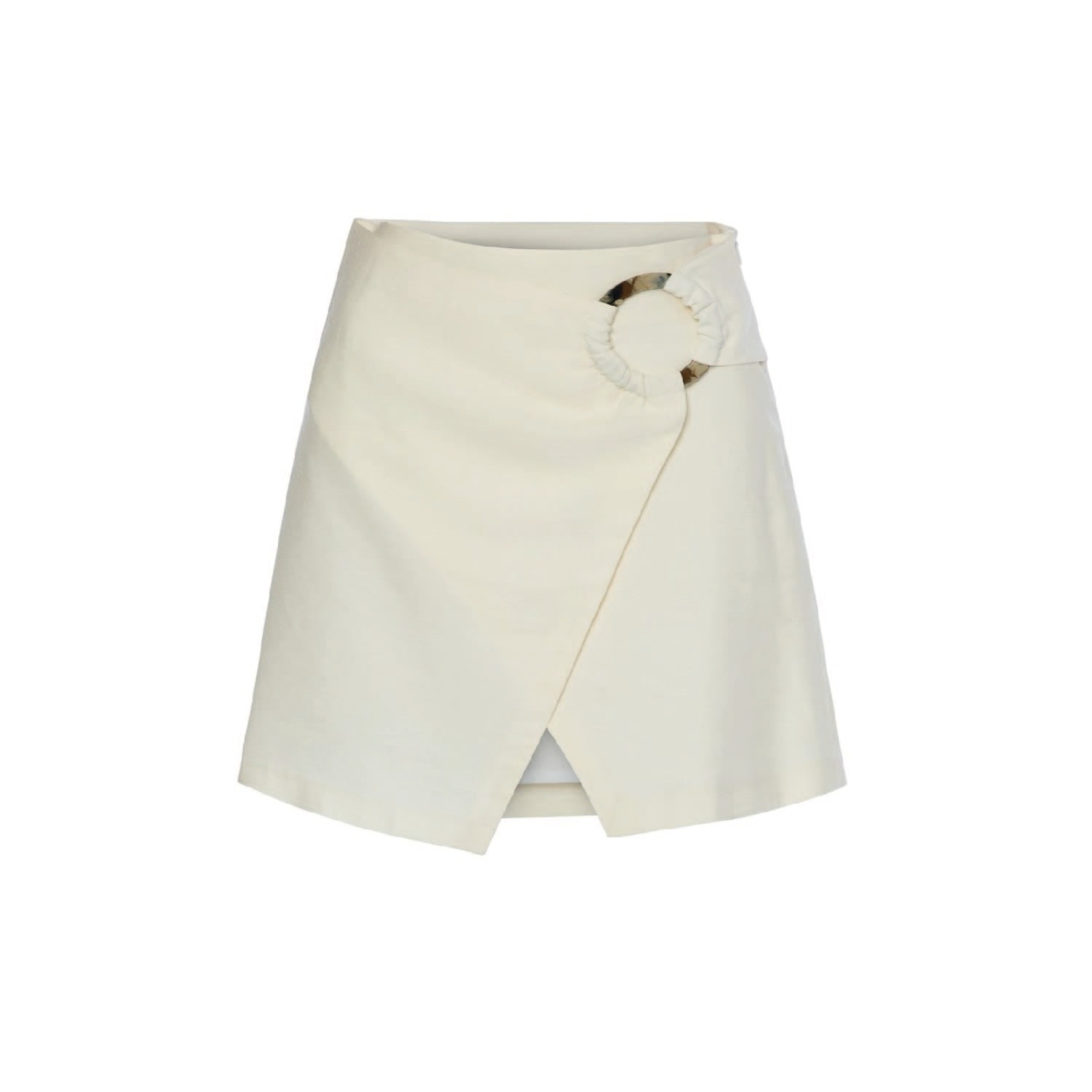 Women&women Women's Neutrals / White High-waisted, Ecru, Buckled, Slit Mini Skirt In White