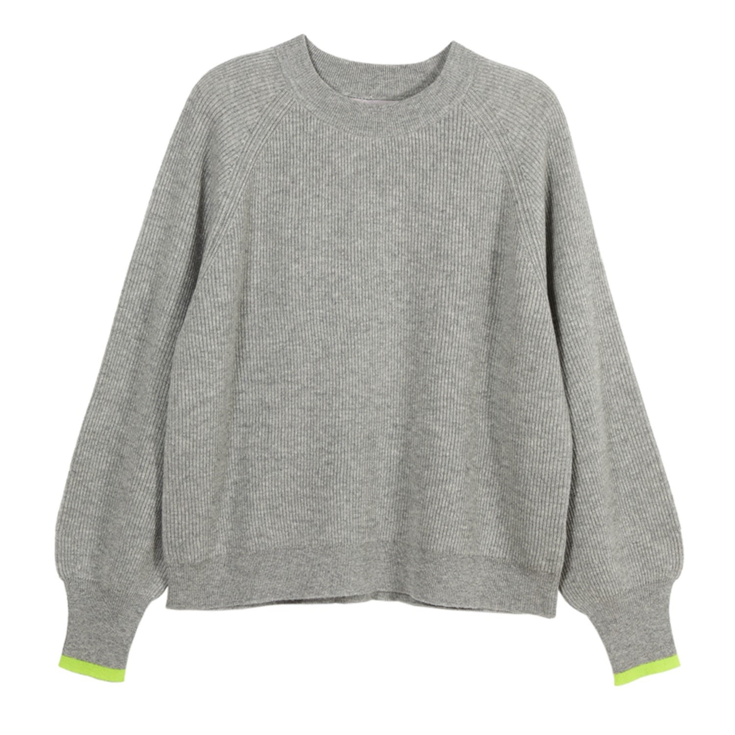 Women’s Robina Grey Cashmere Blend Jumper With Yellow Cuffs S/M Cove