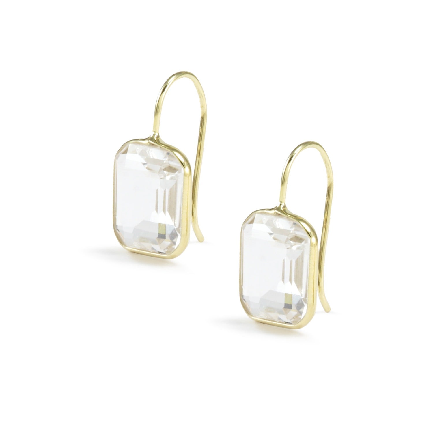 Women&rsquo;s White / Gold Small Gemma Clear Quartz Earrings | Hye Jane Jewelry