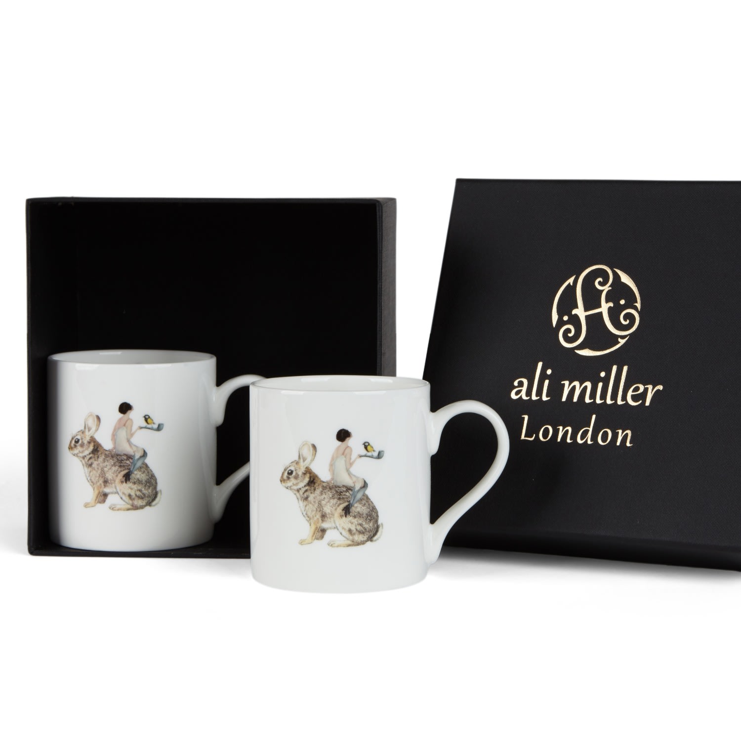 White Angel Design Two Fine Bone China Mugs In A Gift Box Ali Miller London