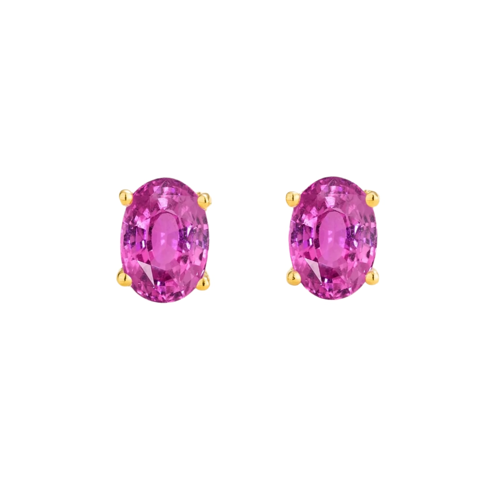 Juvetti Women's Gold / Pink / Purple Ovo Gold Earrings Set With Vivid Pink Sapphire