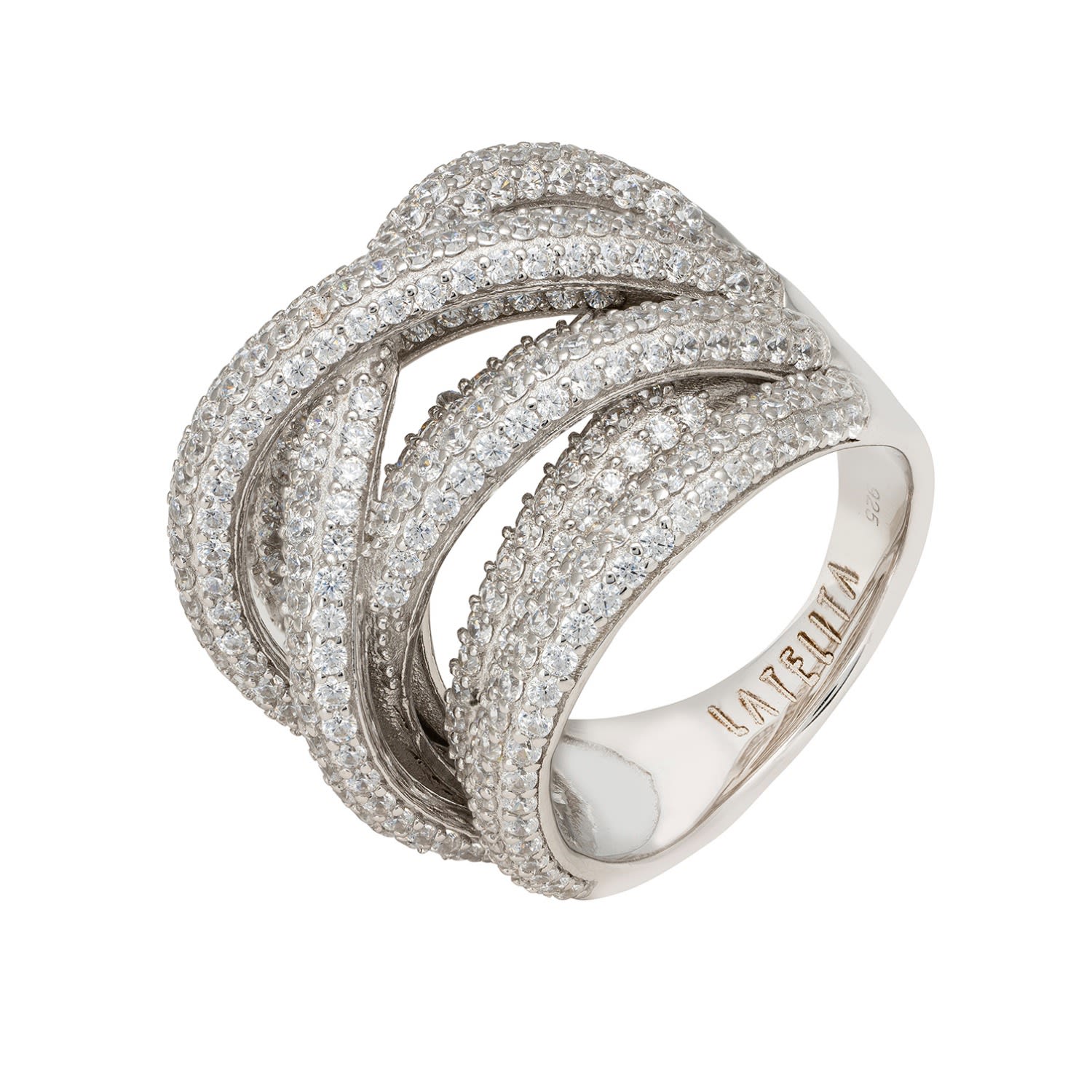 Latelita Women's Silver / White Crossover Multi-strand Cocktail Ring Silver