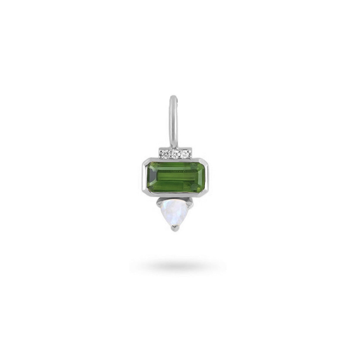 Zohreh Women's Green / Silver Green Tourmaline, White Sapphire & Moonstone Pendant Sterling Silver In Green