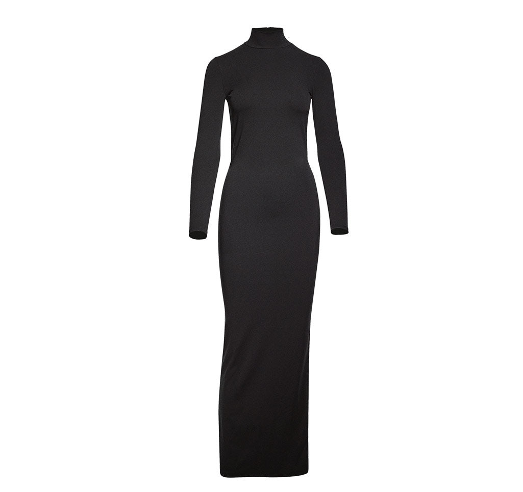 Maison Sél Women's Up And Coming Black Long Sleeve Maxi Dress With Chain In The Back