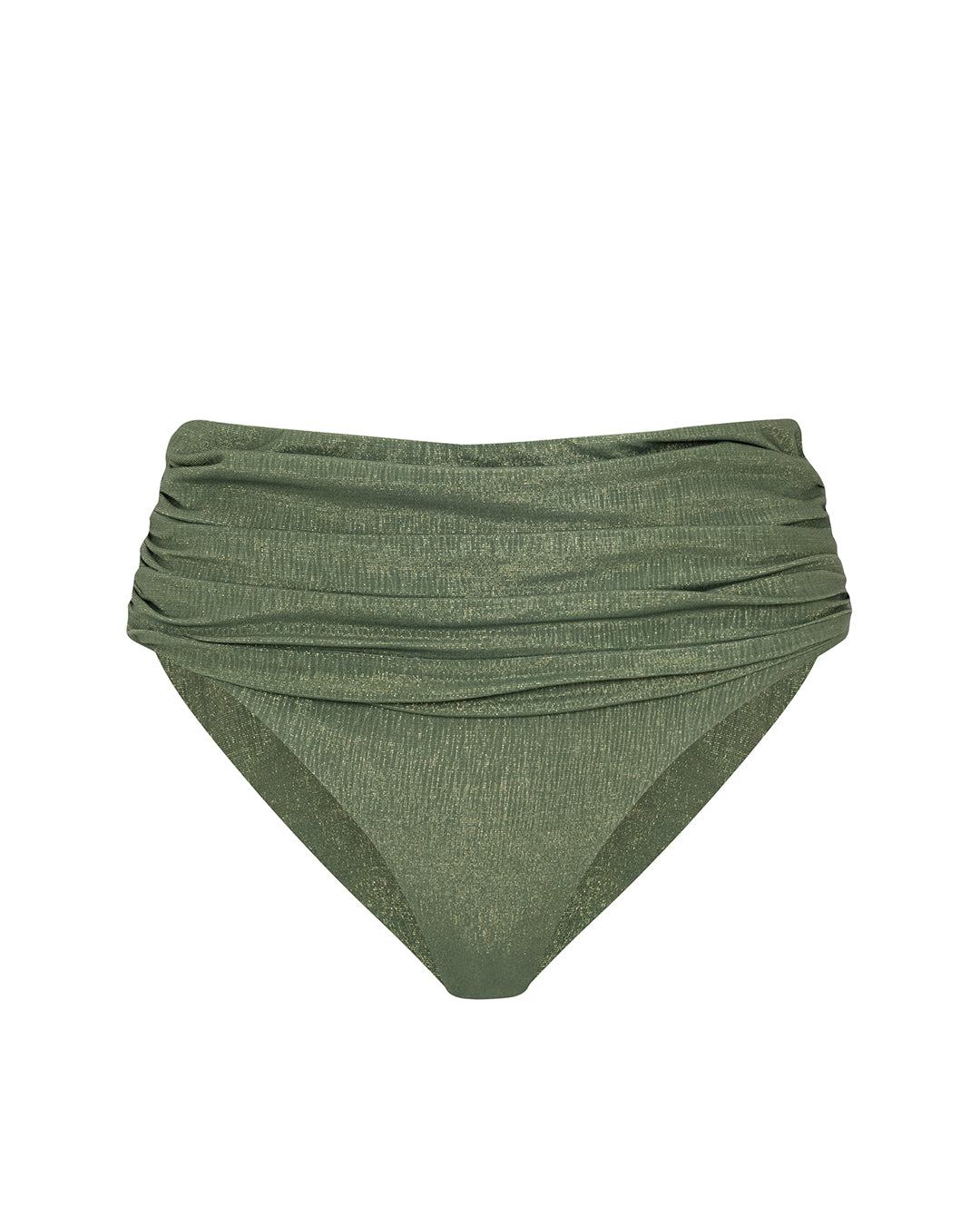 Leyla Maya Women's Paloma High Waisted Bikini Bottoms - Olive Green In Green