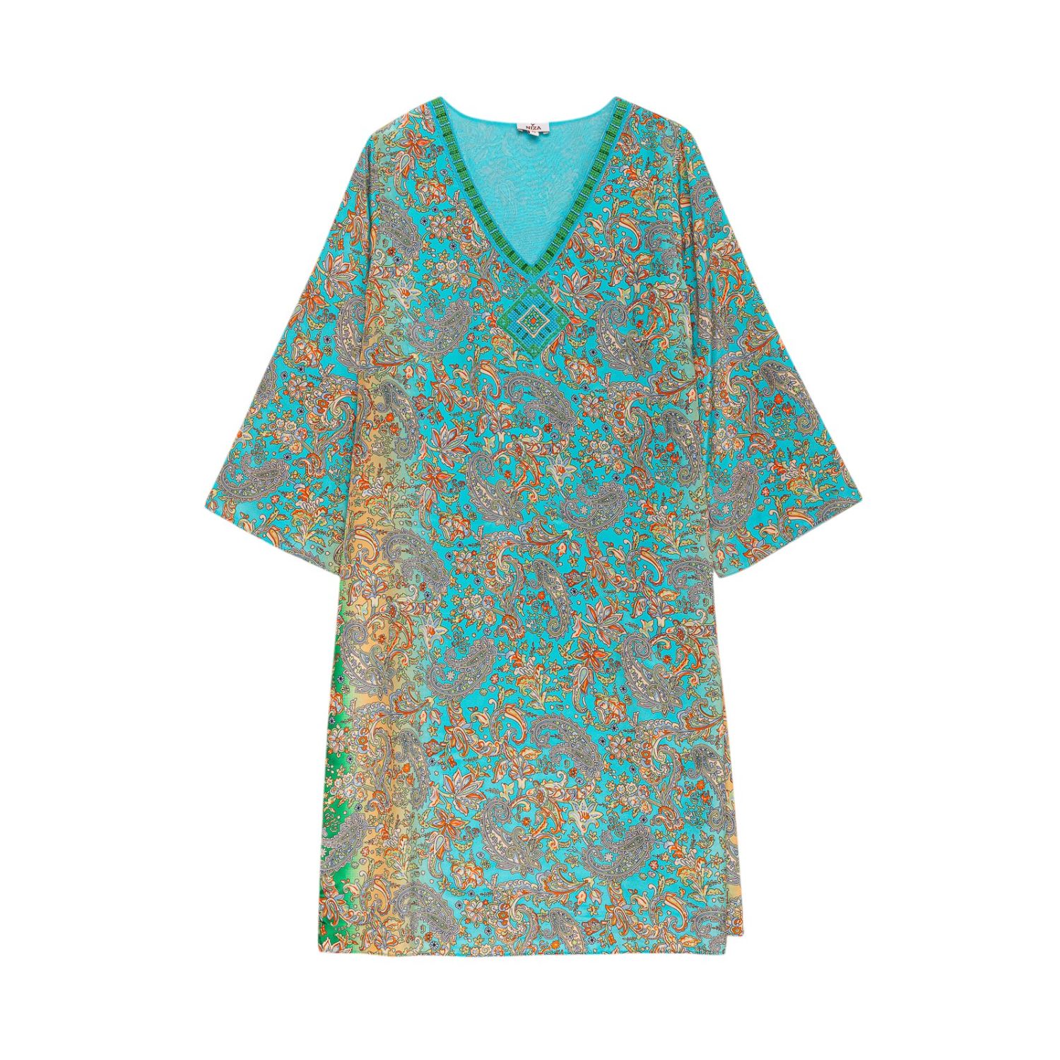 Niza Women's Green / Blue Short Beaded Dress Bali