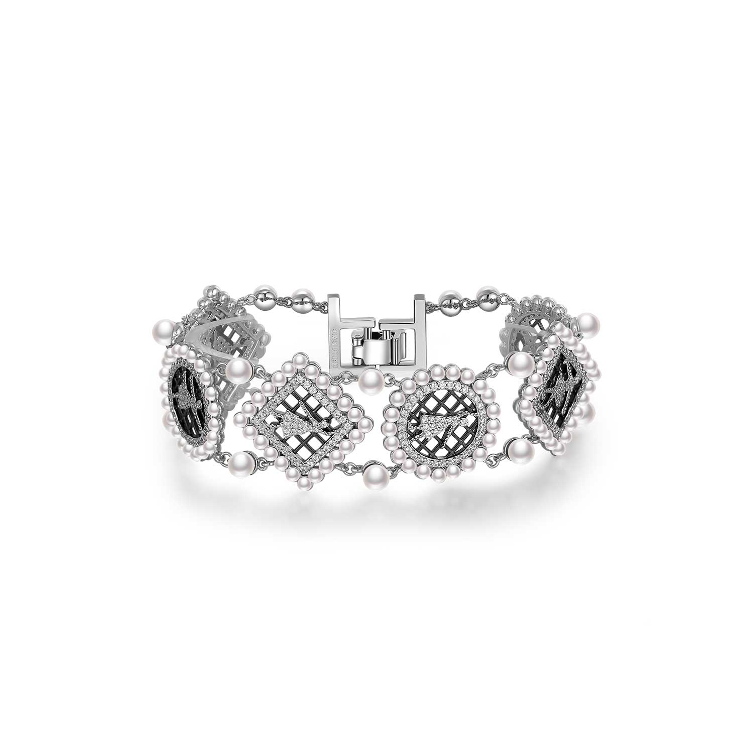 Retro Chic Women's Silver / White Black Ballet Bracelet In Multi