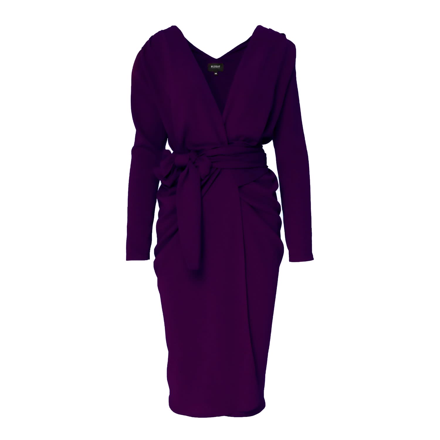 Purple Midi Wrap Dress With Long ...