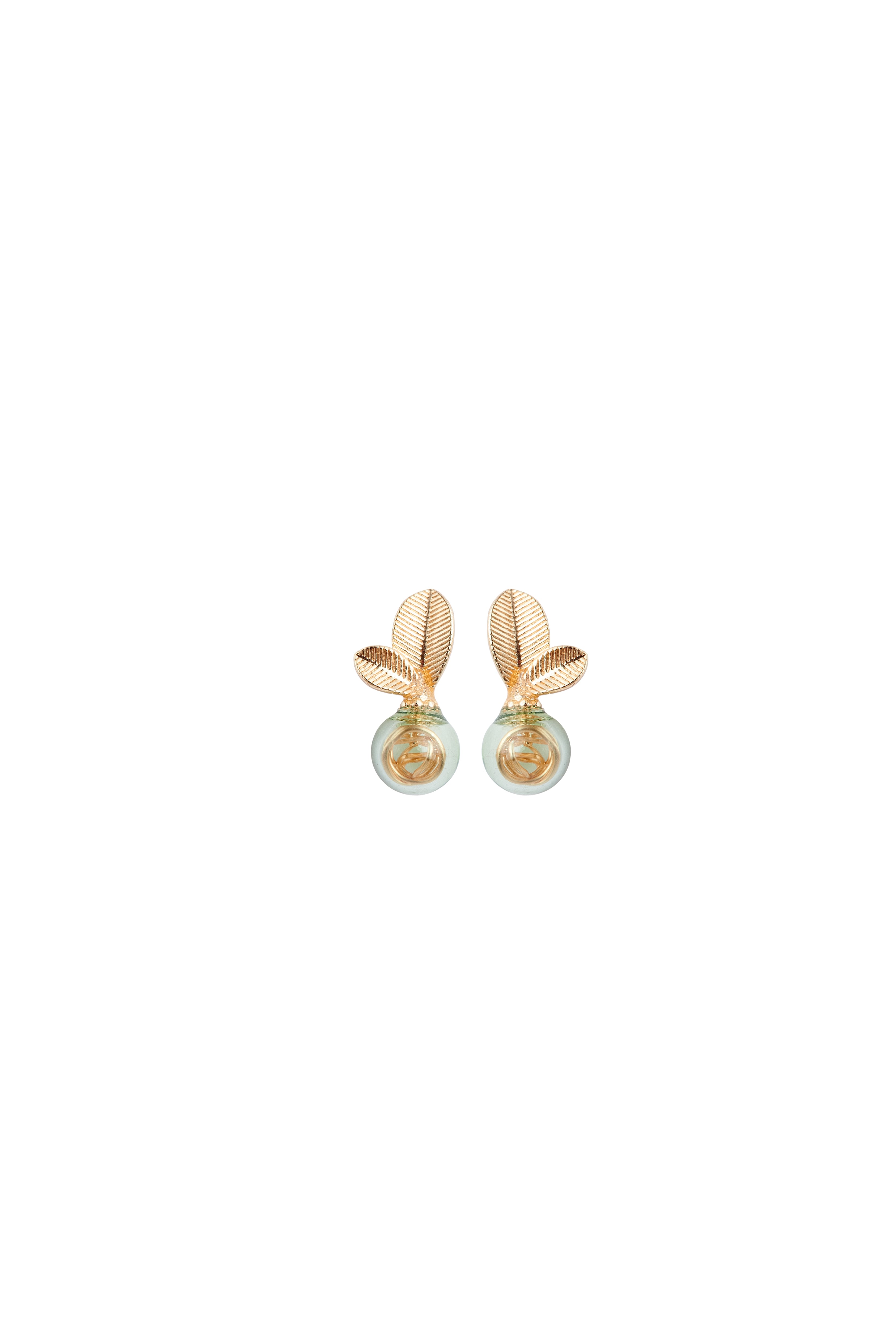 Paisie Women's Gold / Green Leaf Sphere Earrings In Gold And Green