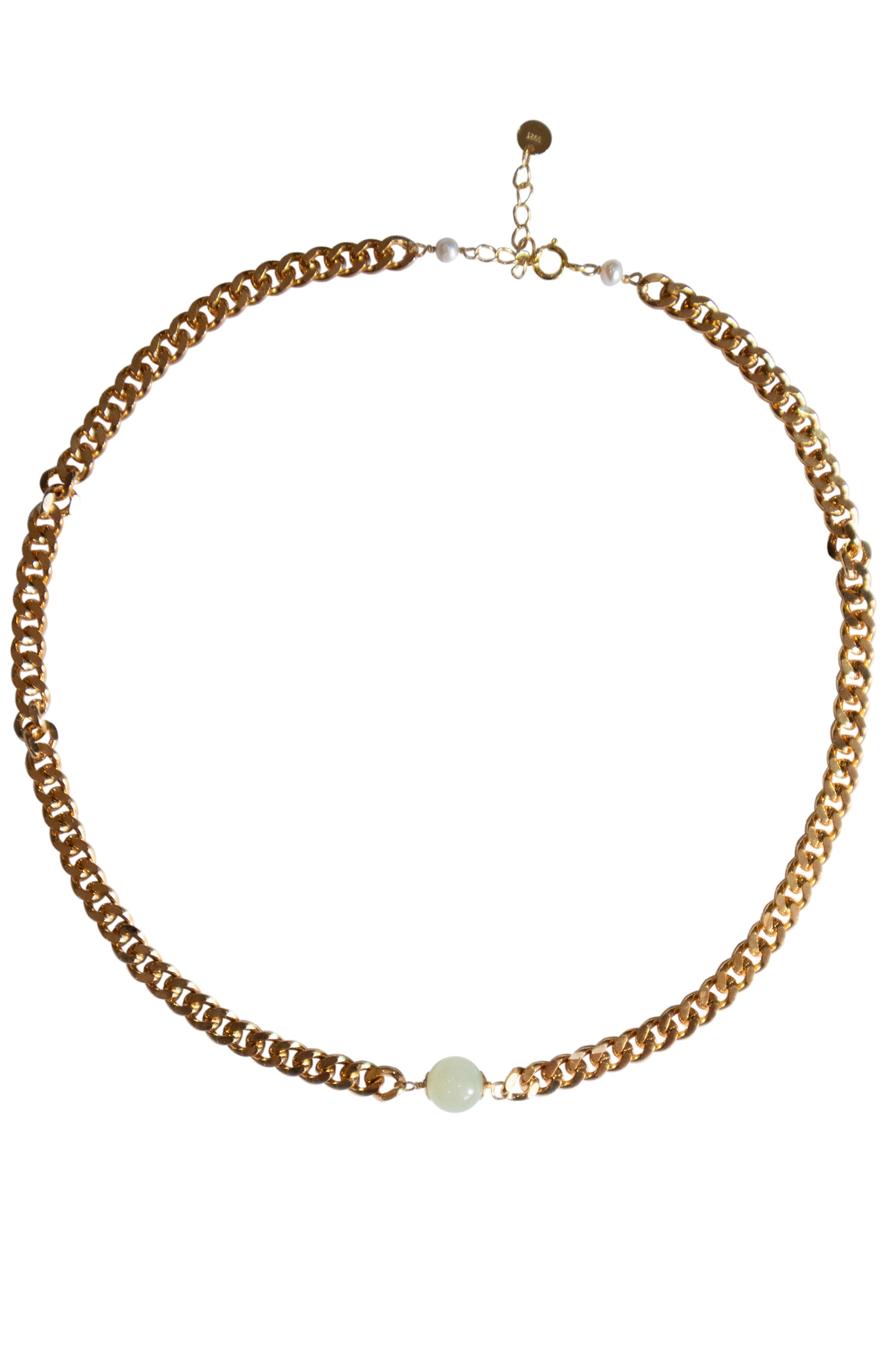 Seree Women's Charlotte Green Jade Gold Chain Necklace