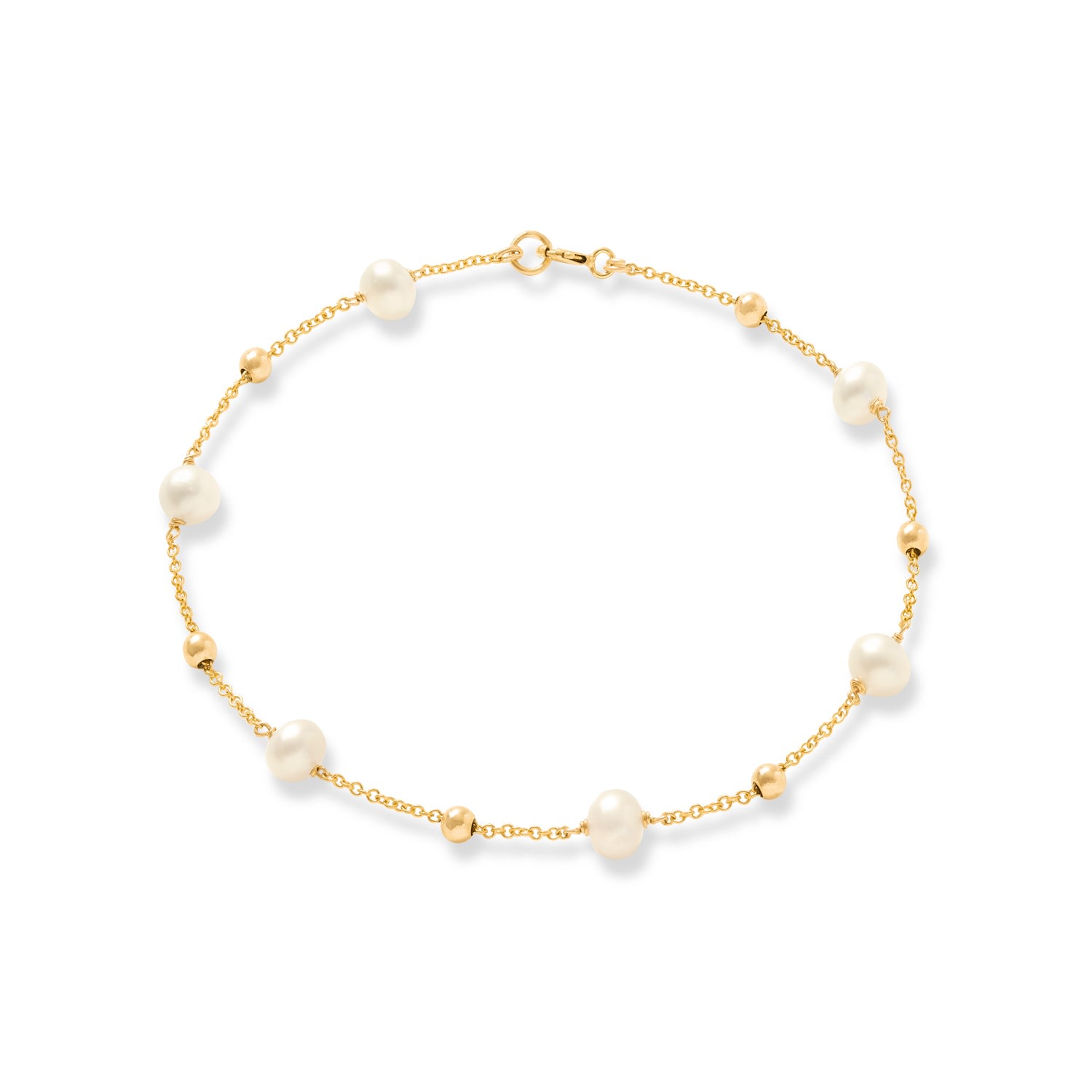 Women’s Gold / White Credo Fine Chain Bracelet With Cultured Freshwater Pearls & Gold Beads Pearls of the Orient Online