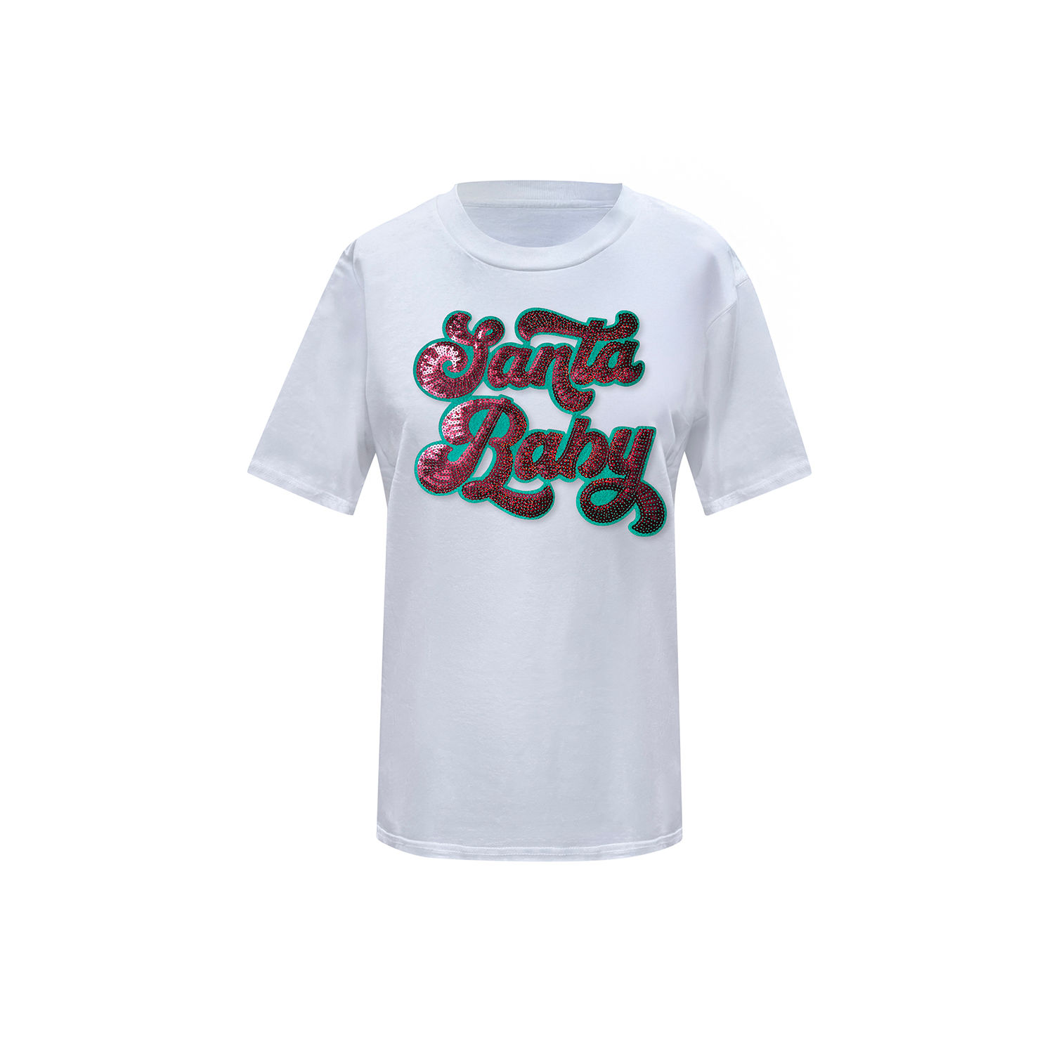 Toma Women's Christmas White Santa Baby T-shirt In White