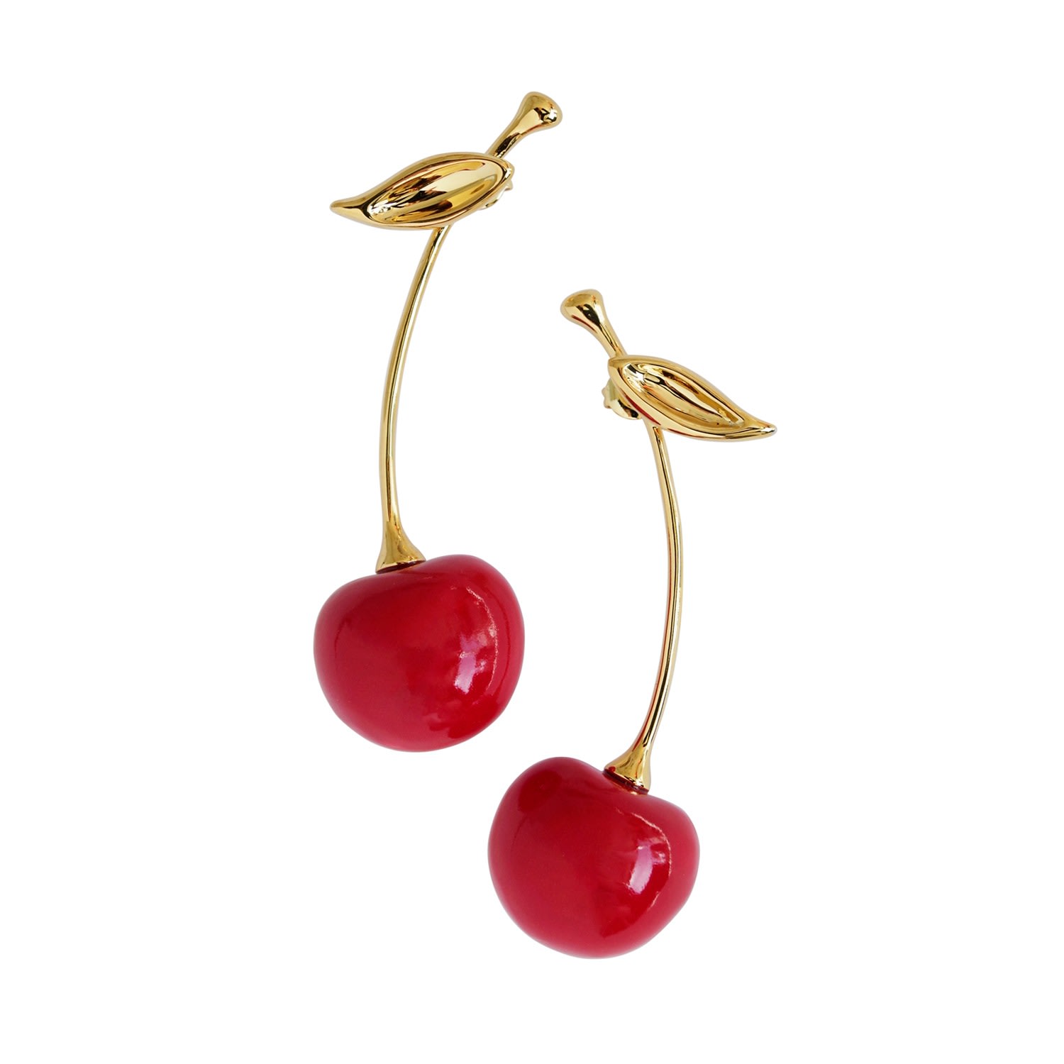 Women’s Red / Gold Porcelain Red Cherry Earrings Poporcelain