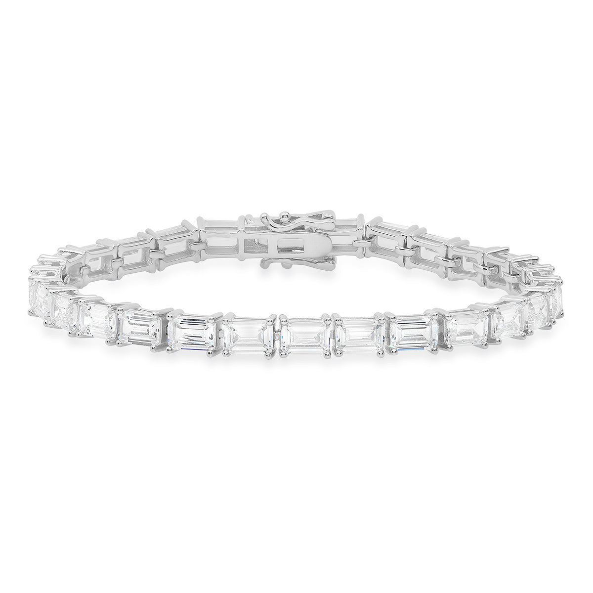 Women’s Emerald Cut Diamond Cz Tennis Bracelet In Sterling Silver Kylie Harper