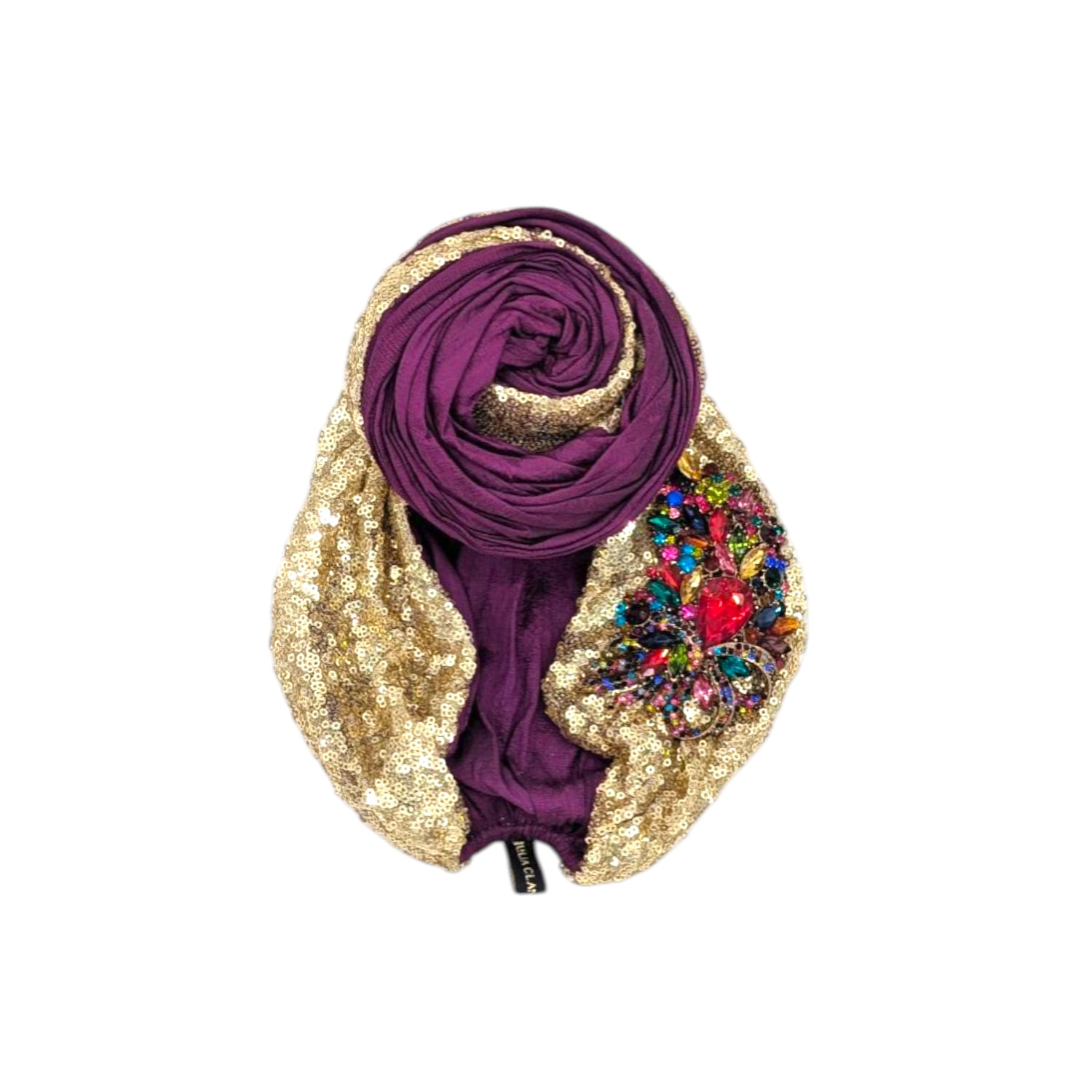 Women's Purple / Gold Edith Glitz Silk Plum Gems Turban | One Size | Julia Clancey