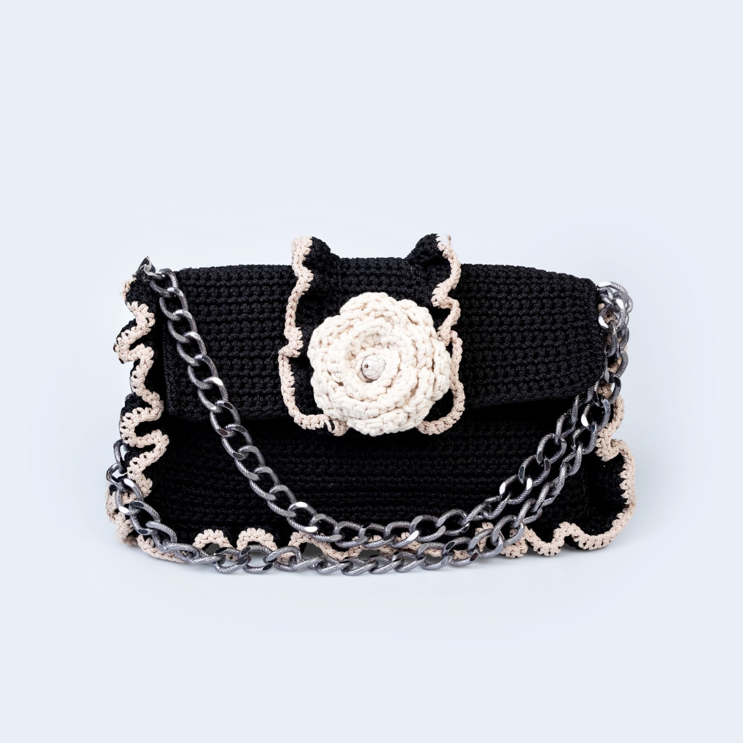 Women's Black Handwoven Raffled Handbag Ophelia | Sibylla Delphica