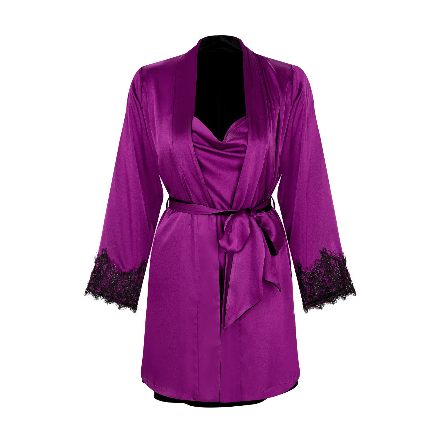 X Intima Women's Pink / Purple Satin Nightgown Elegance With Soft Lace In Pink/purple
