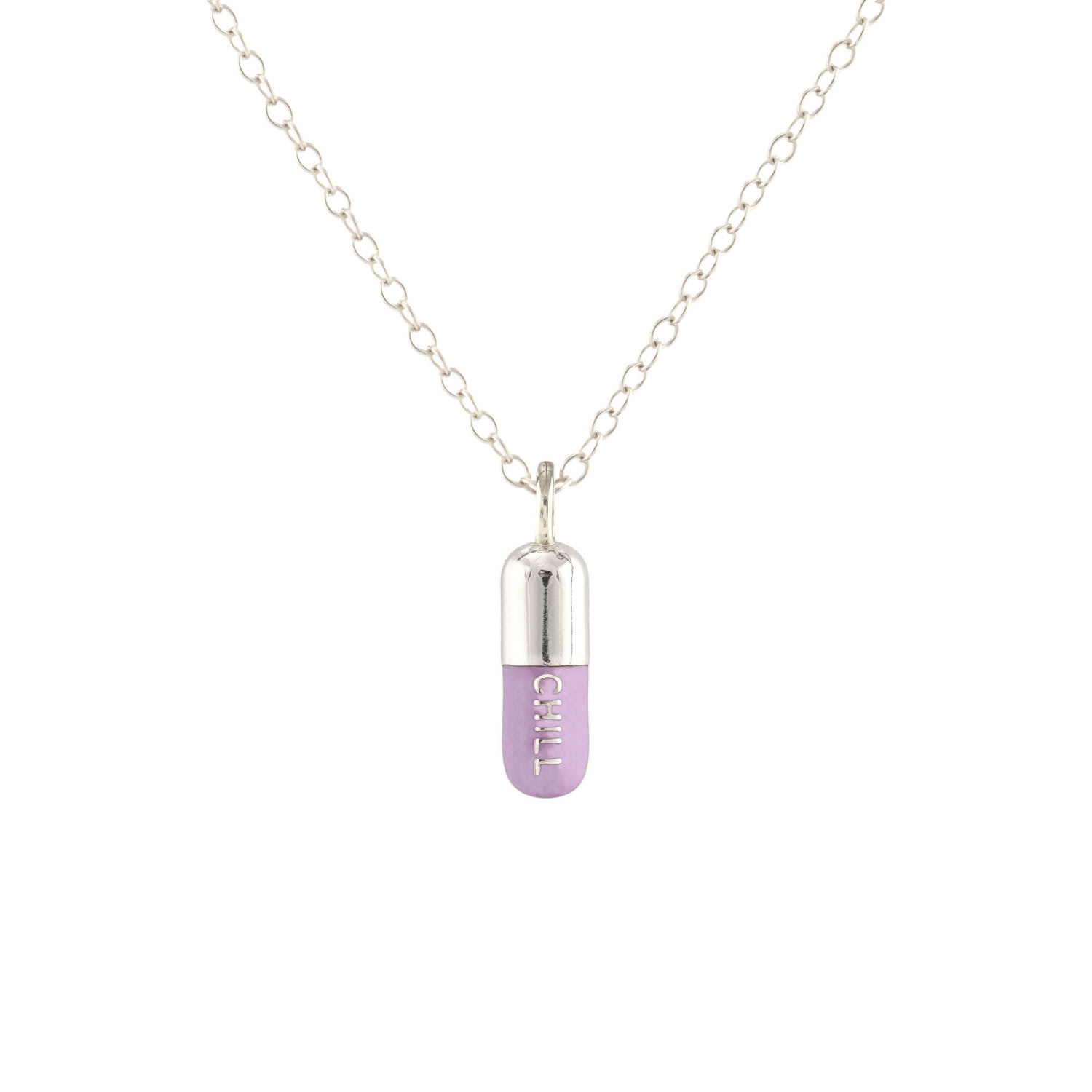 Kris Nations Women's Pink / Purple Chill Pill Enamel Necklace Sterling Silver & Peri Lilac In Gray
