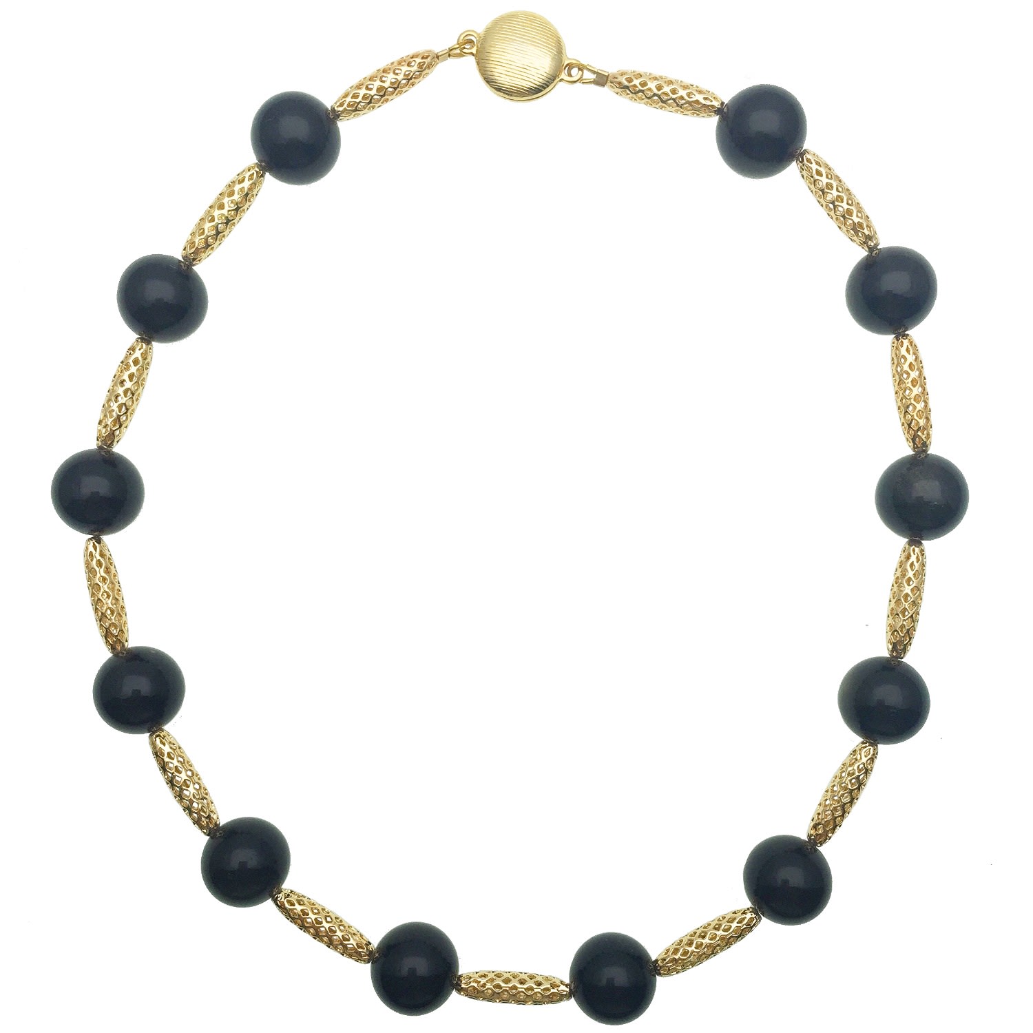 Farra Women's Gold / Black Black Tiger Eyes Mesh Short Necklace In Multi