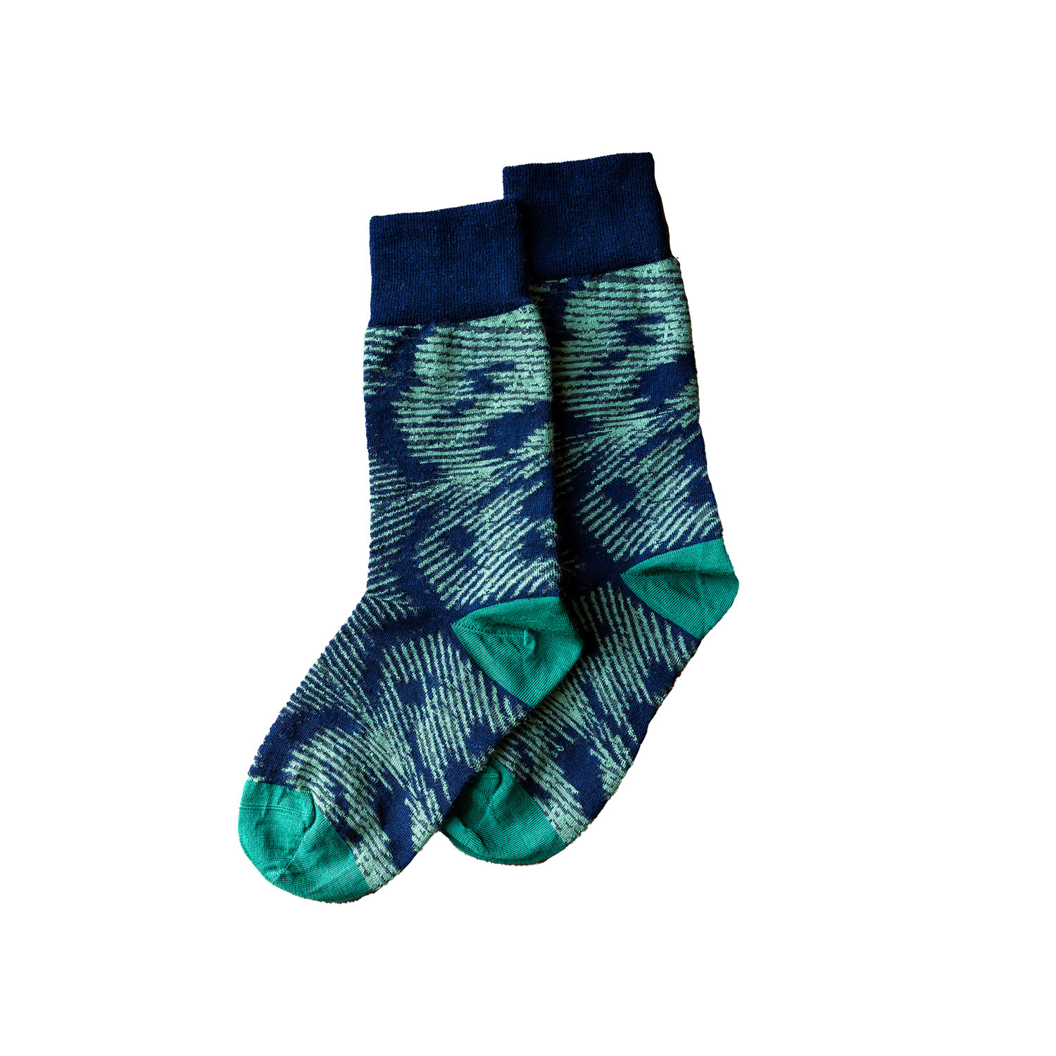 Women’s Blue / Green Pavo Pattern Wool Socks Navy Green Essien & Emre