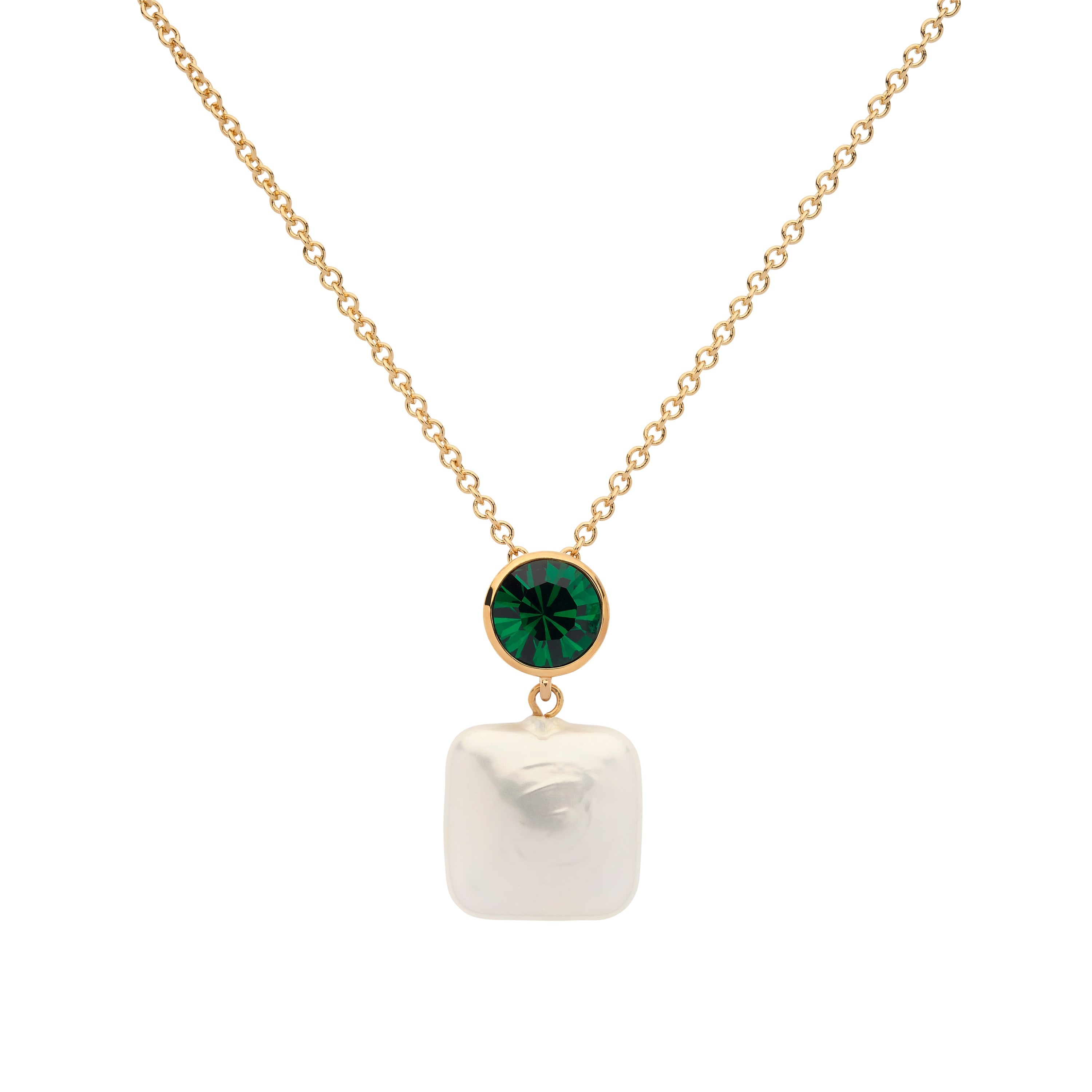 Emma Holland Jewellery Women's Green / White / Gold Emerald Crystal & Baroque Pearl Pendant In Multi