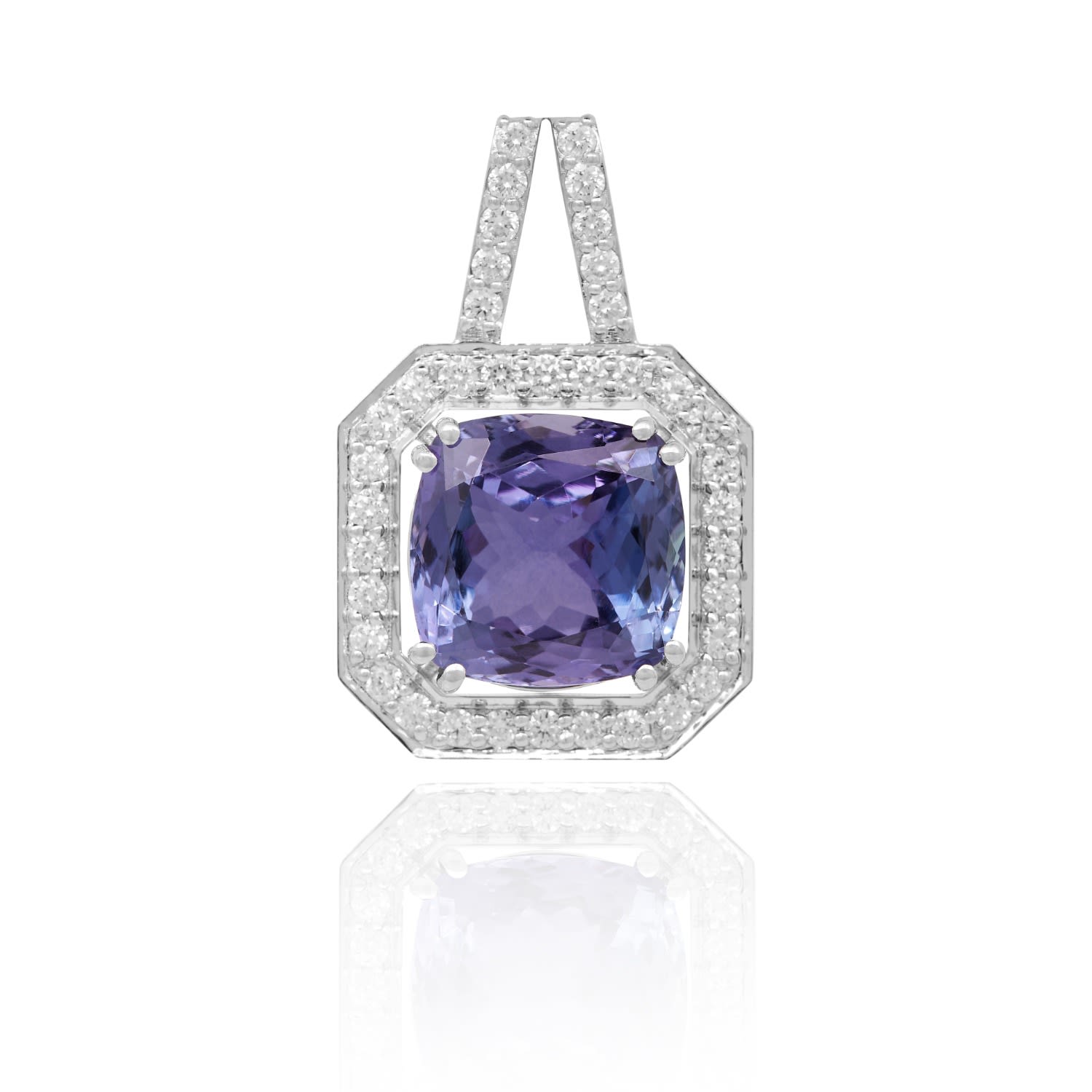 Women&rsquo;s Blue Sapphire And Diamond Frame In White Gold | Kaizarin