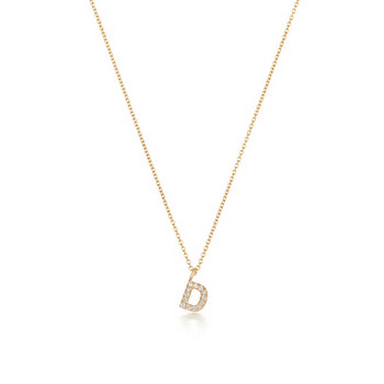 Women’s White Diamond Initial D Necklace In Gold Cervin Blanc