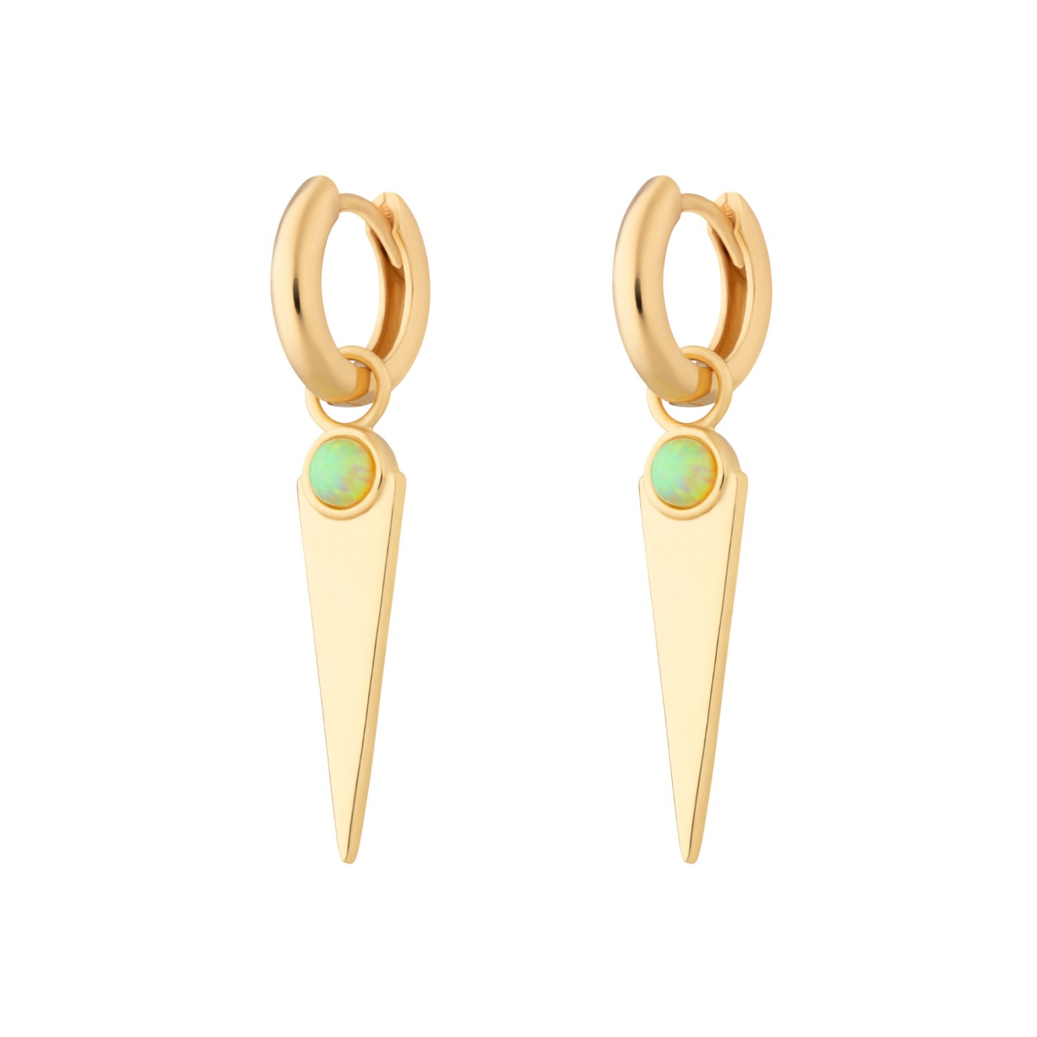 Women’s Gold Green Opal Spike Charm Hoop Earrings Scream Pretty