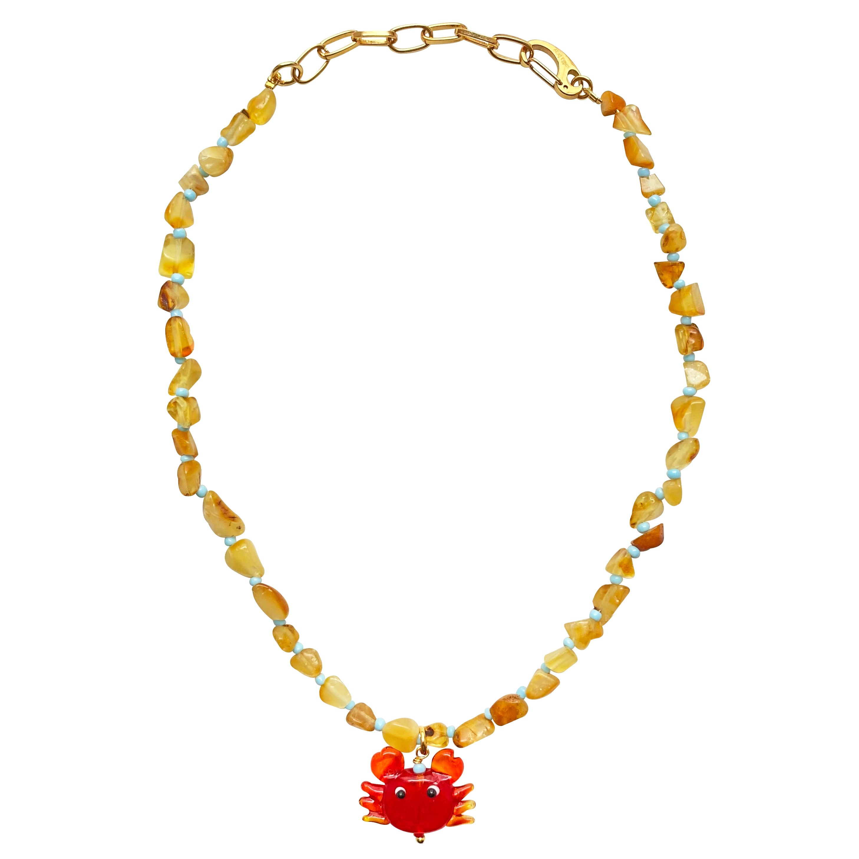 Smilla Brav Women's Yellow / Orange / Red Murano Glass Necklace Holy Crab!