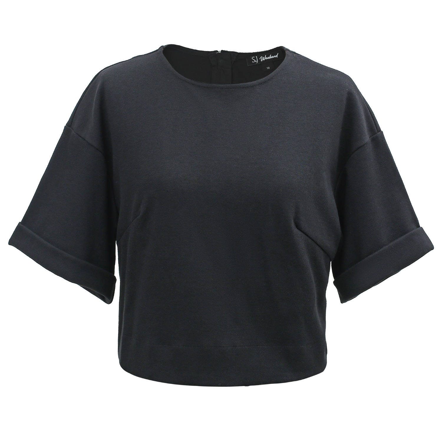 Women’s Minimalist Crop Cotton T-Shirt - Black Medium Smart and Joy