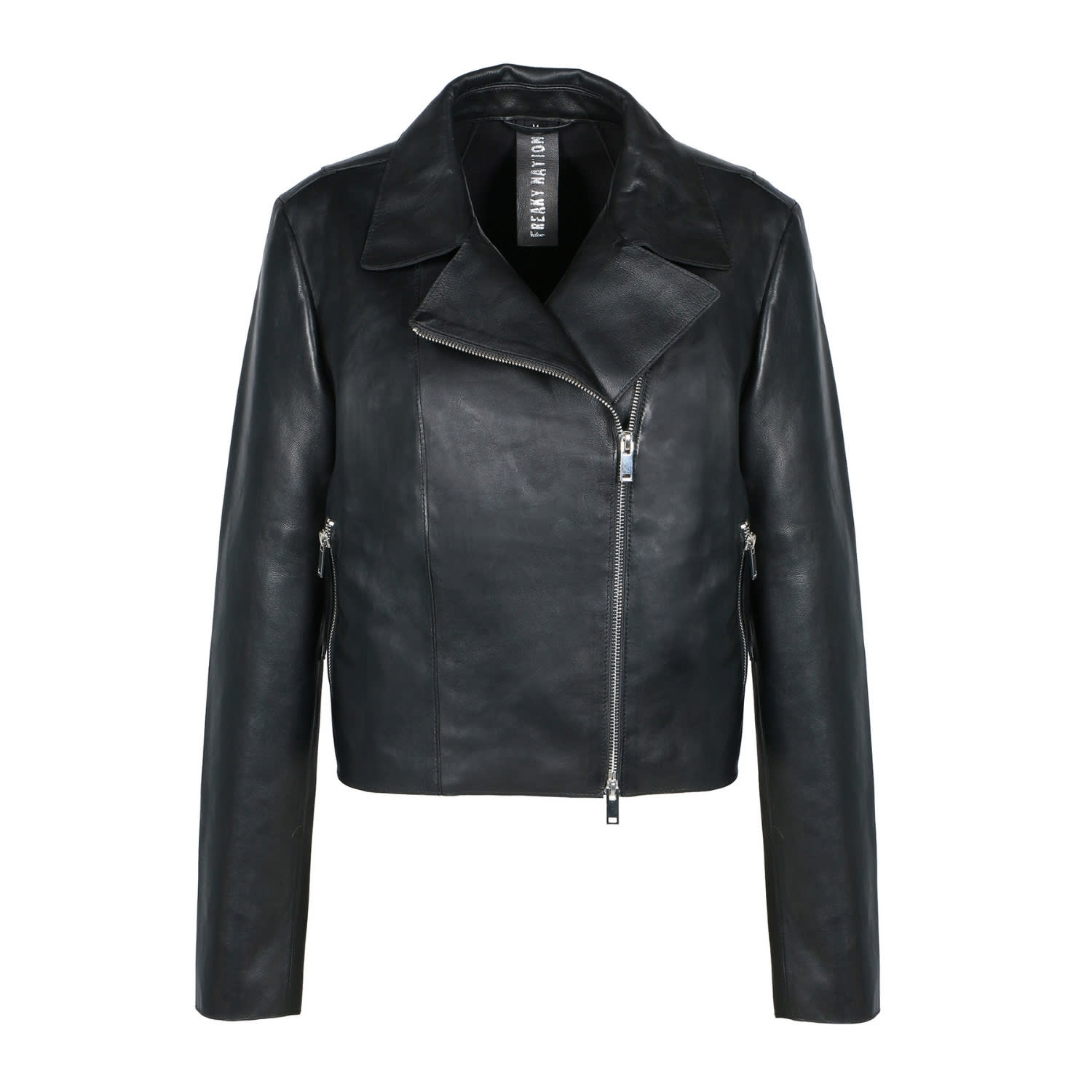 Freaky Nation Women's Black Bonded Leather Biker Jacket In Black