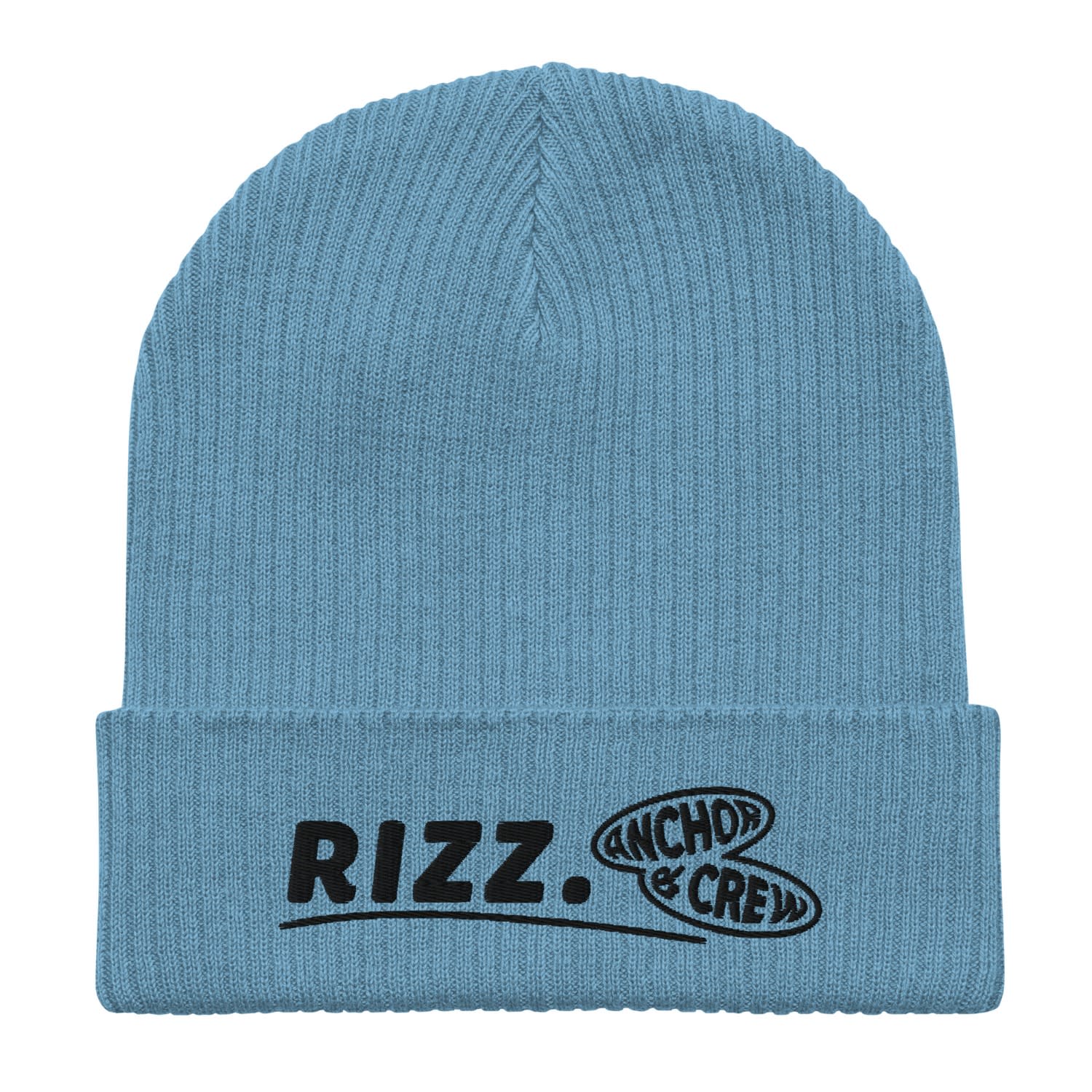 Anchor & Crew Light Blue Rizz Gen. Organic Cotton Embroidered Beanie - Men In Blue