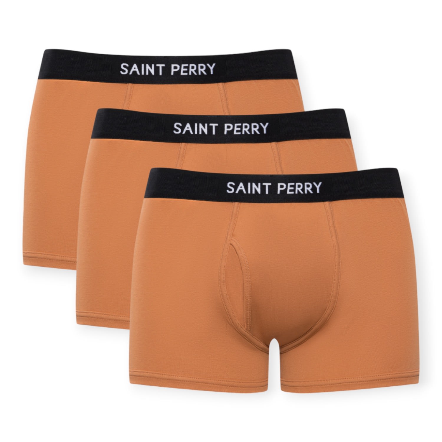 Saint Perry Men's Cotton Boxer Brief Three Pack– Brown In Orange