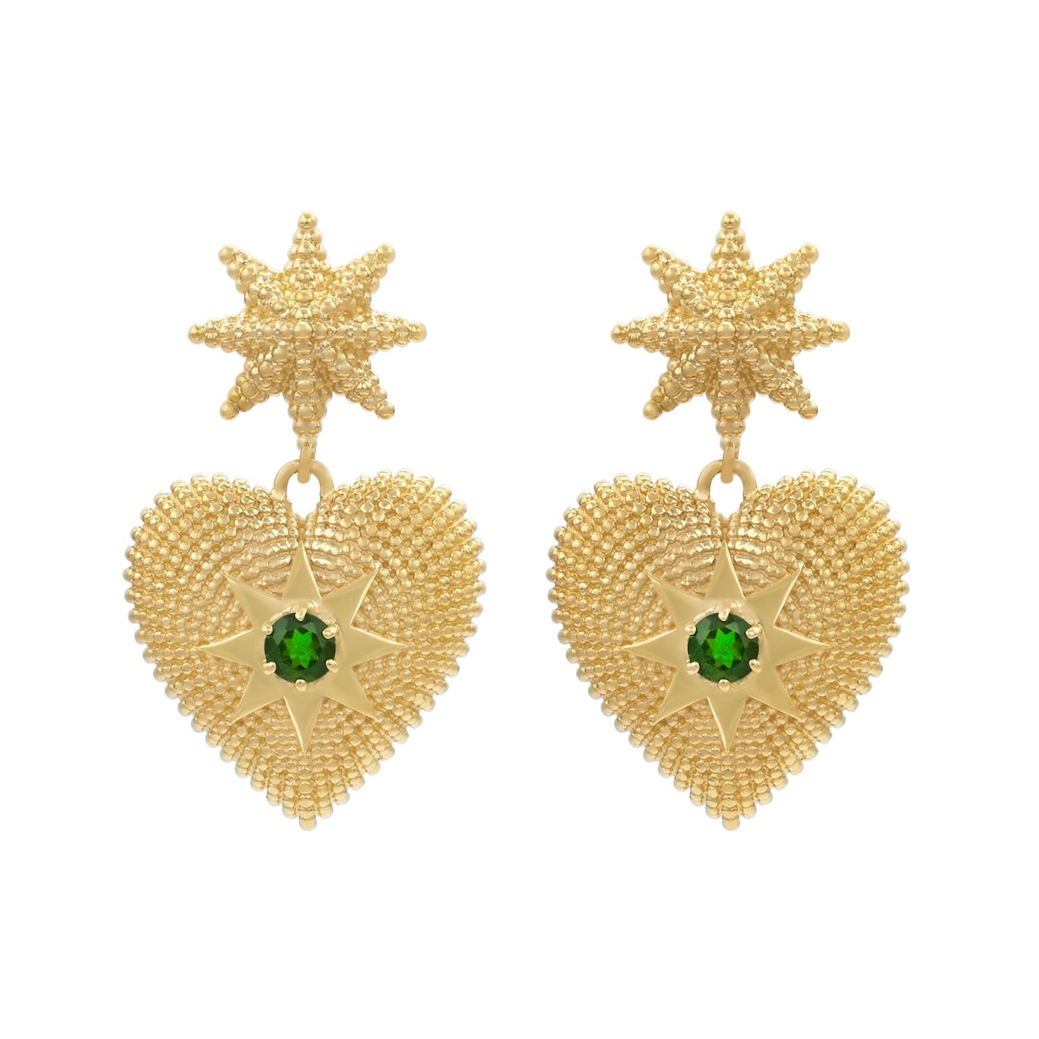 Zoe And Morgan Women's Brave Heart Earrings Gold Chrome Diopside