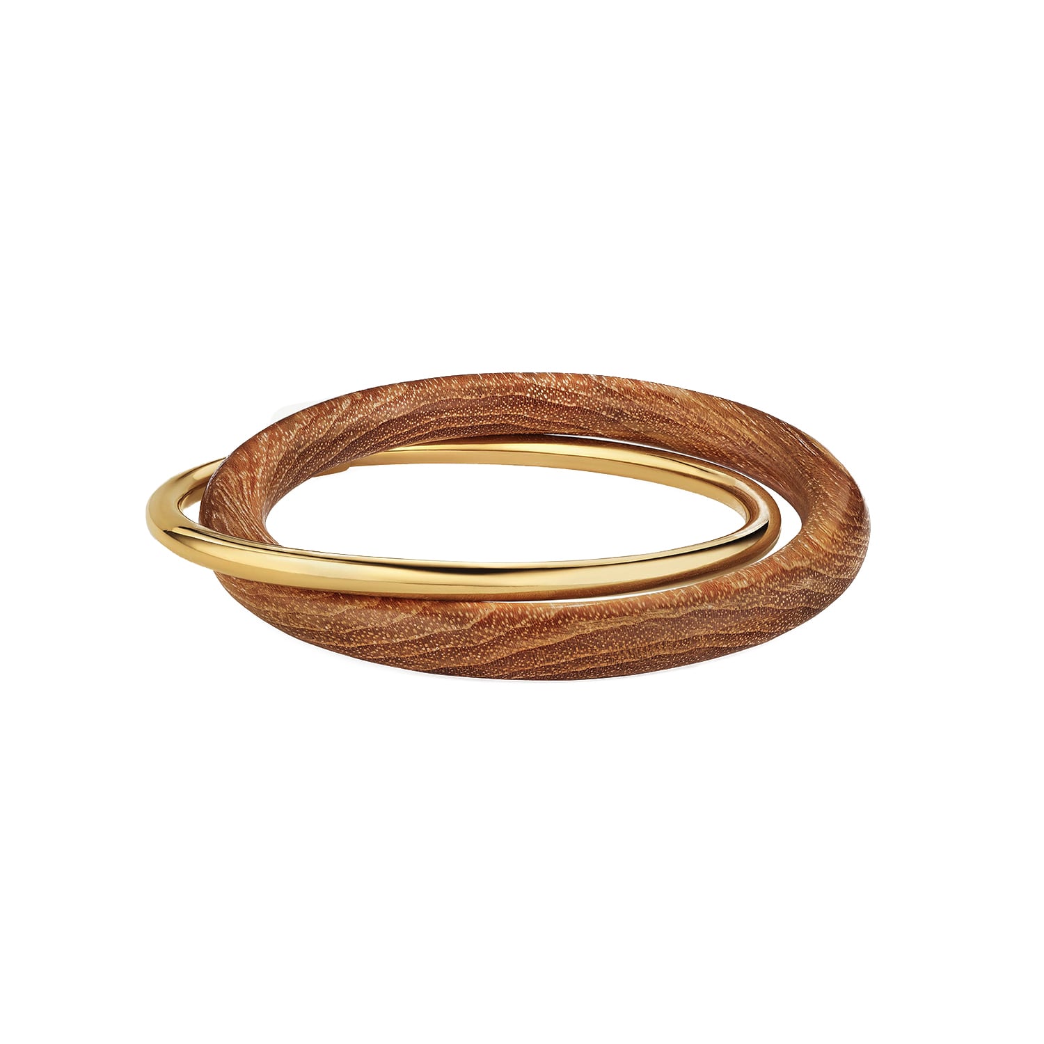 Soko Inc. Women's Gold / Brown Teak Interlocking Bangles