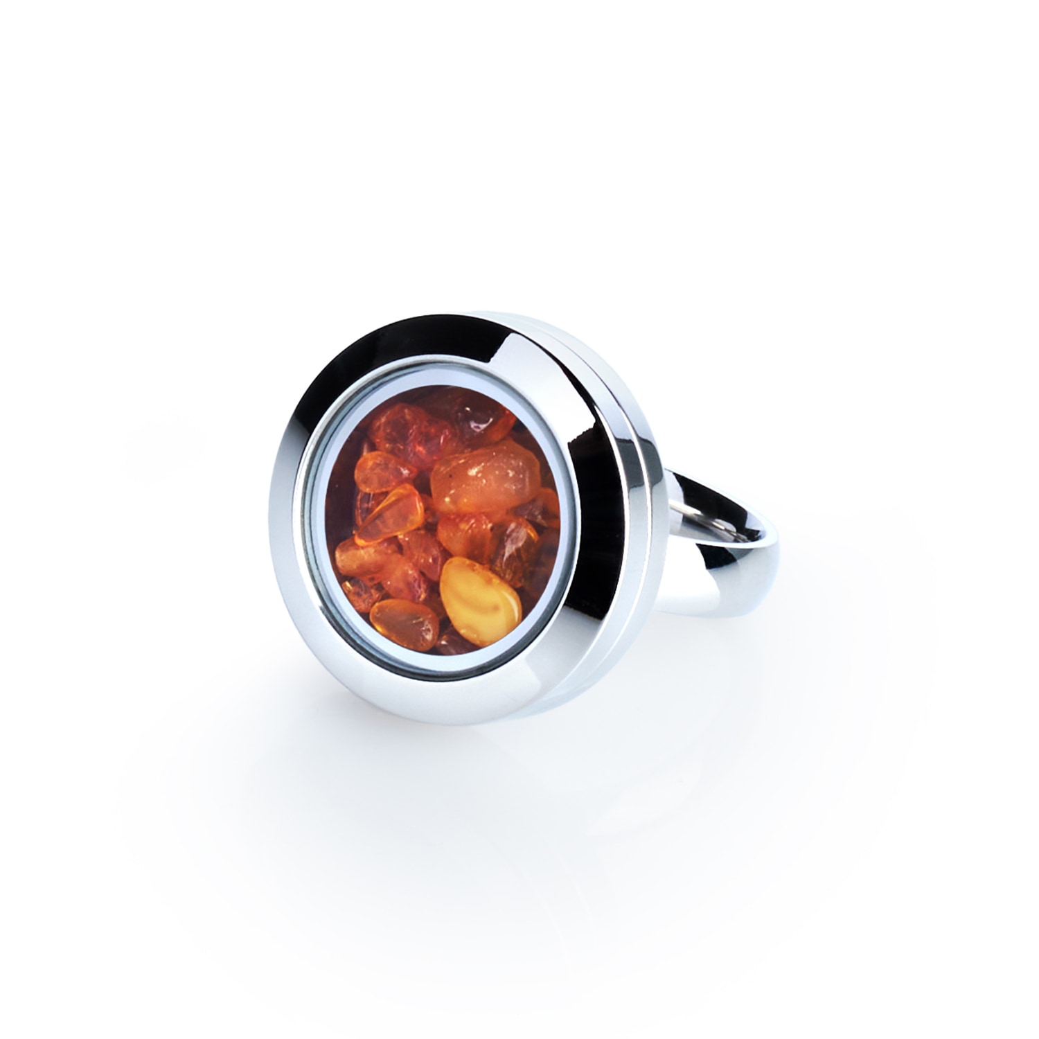My Little Nature Yellow / Orange / Silver Artisan Ring For Women - Handcrafted Amber Statement Ring – Nature Inspired
