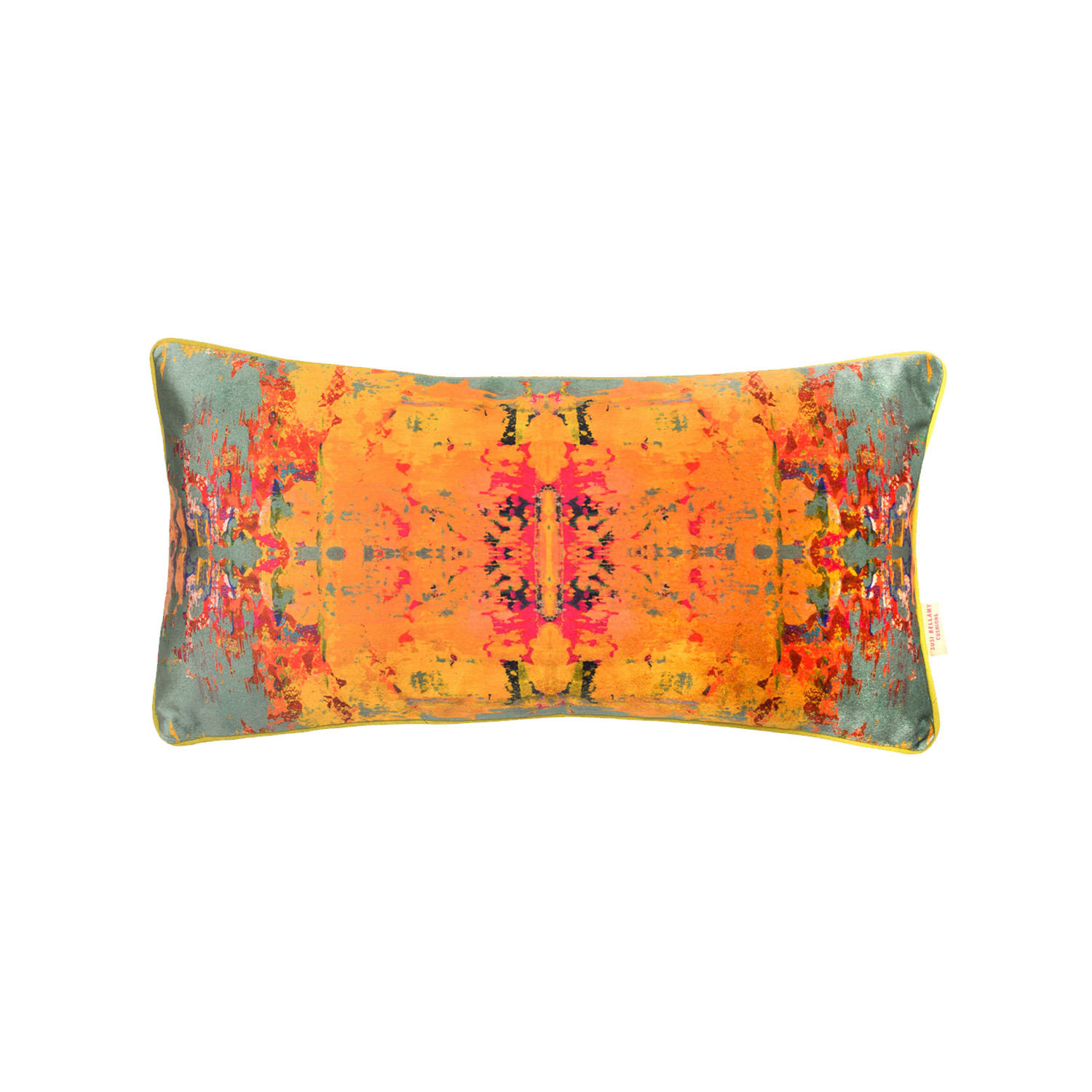 Brown / Grey / Pink Grey Stucco Kaleidoscope Velvet Oblong Cushion Susi Bellamy