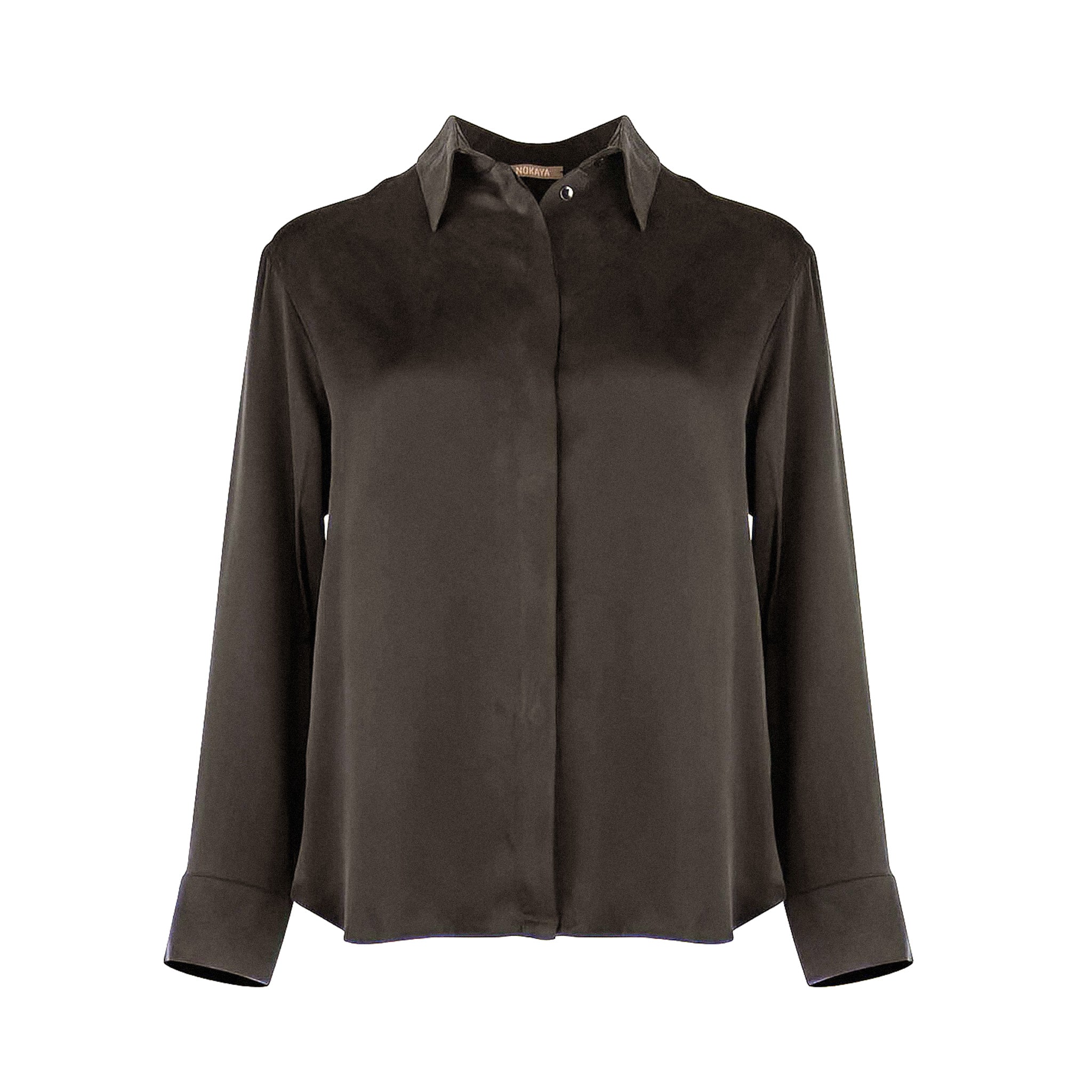 Nokaya Brown Silk Shirt The Lady In Brown