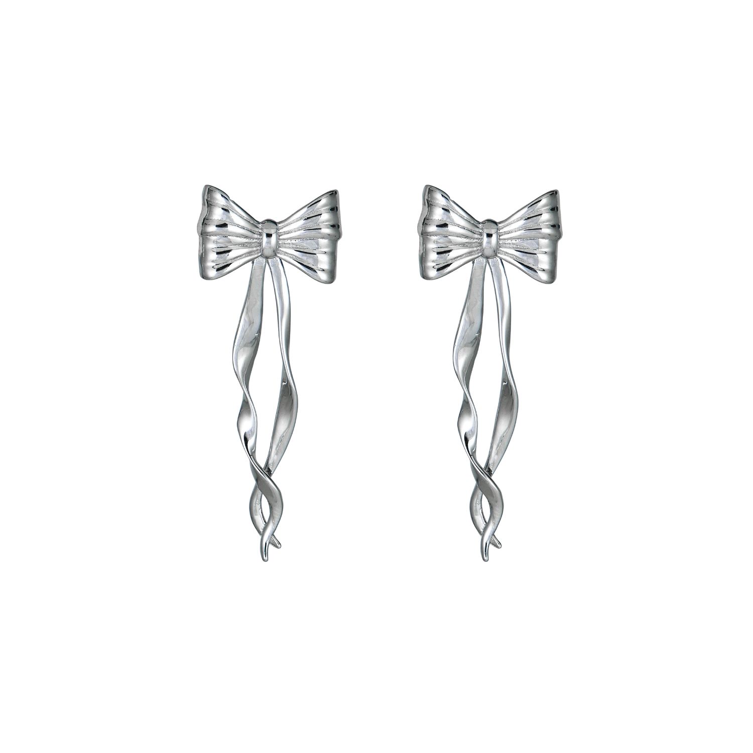 Third Tone Women's Bow Flutter Earrings In Silver