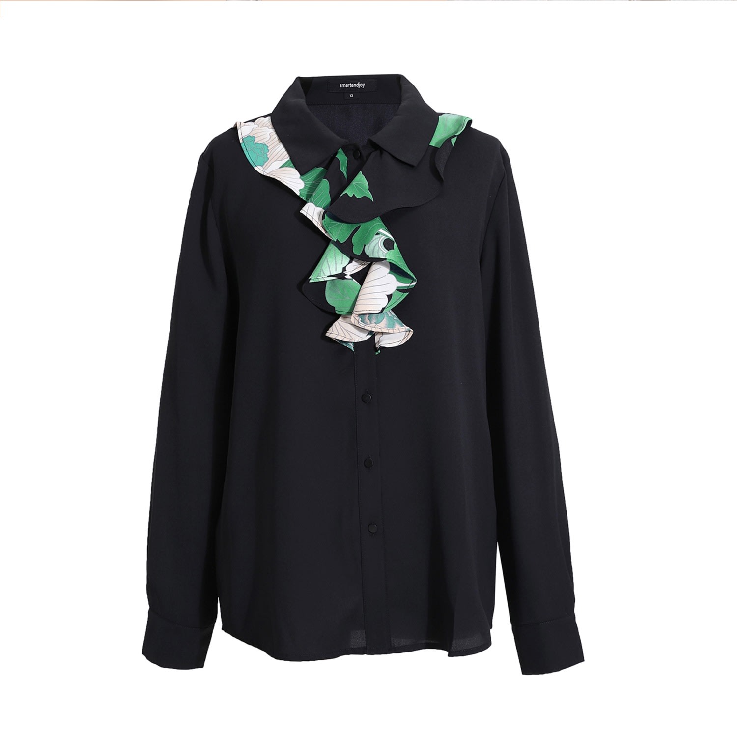 Smart And Joy Women's Flower Print Jabot Collar Blouse - Green In Green